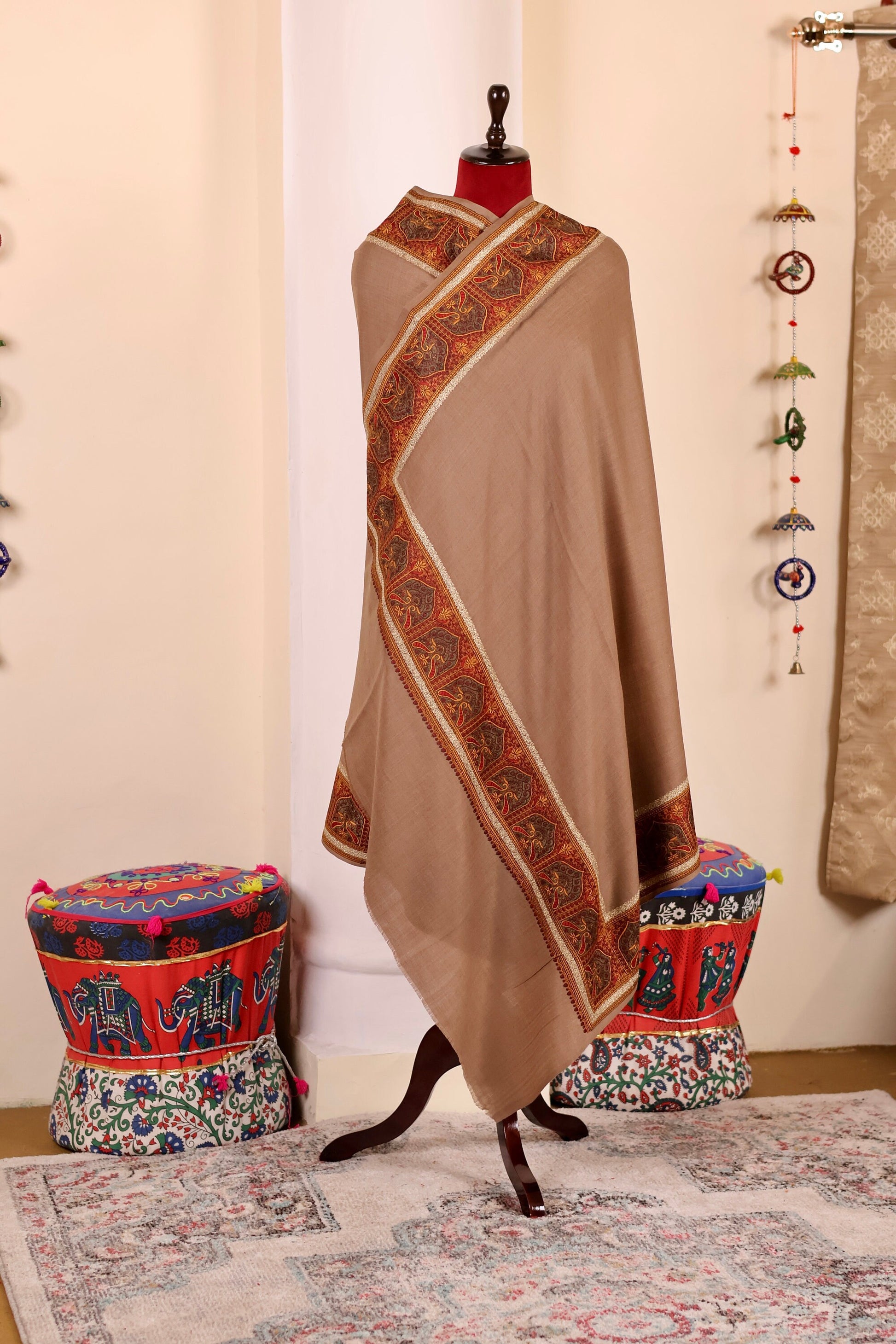 Handmade Pashmina Cashmere Shawl, Hand Embroidery Kashmiri Pashmina Silk Shawl, Premium Cashmere Scarfs, Soft & Warm Shawls, Christmas Gift