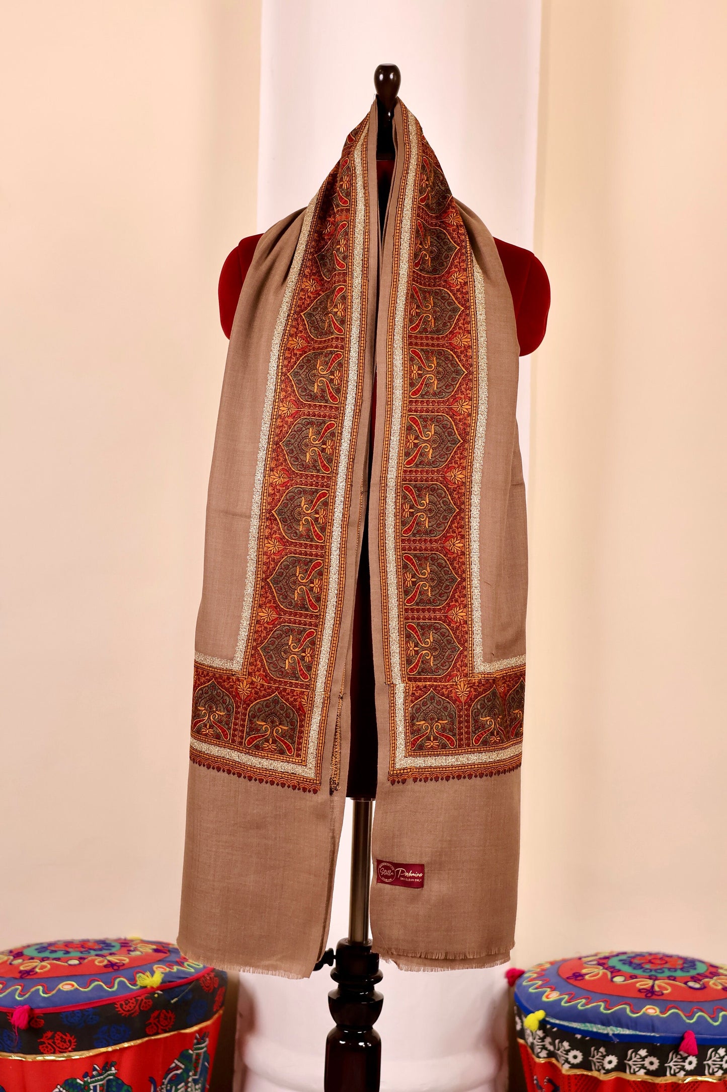 Handmade Pashmina Cashmere Shawl, Hand Embroidery Kashmiri Pashmina Silk Shawl, Premium Cashmere Scarfs, Soft & Warm Shawls, Christmas Gift