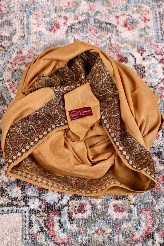 Handmade Pashmina Cashmere Shawl, Hand Embroidery Kashmiri Pashmina Silk Shawl, Premium Cashmere Scarfs, Soft & Warm Shawls, Christmas Gift