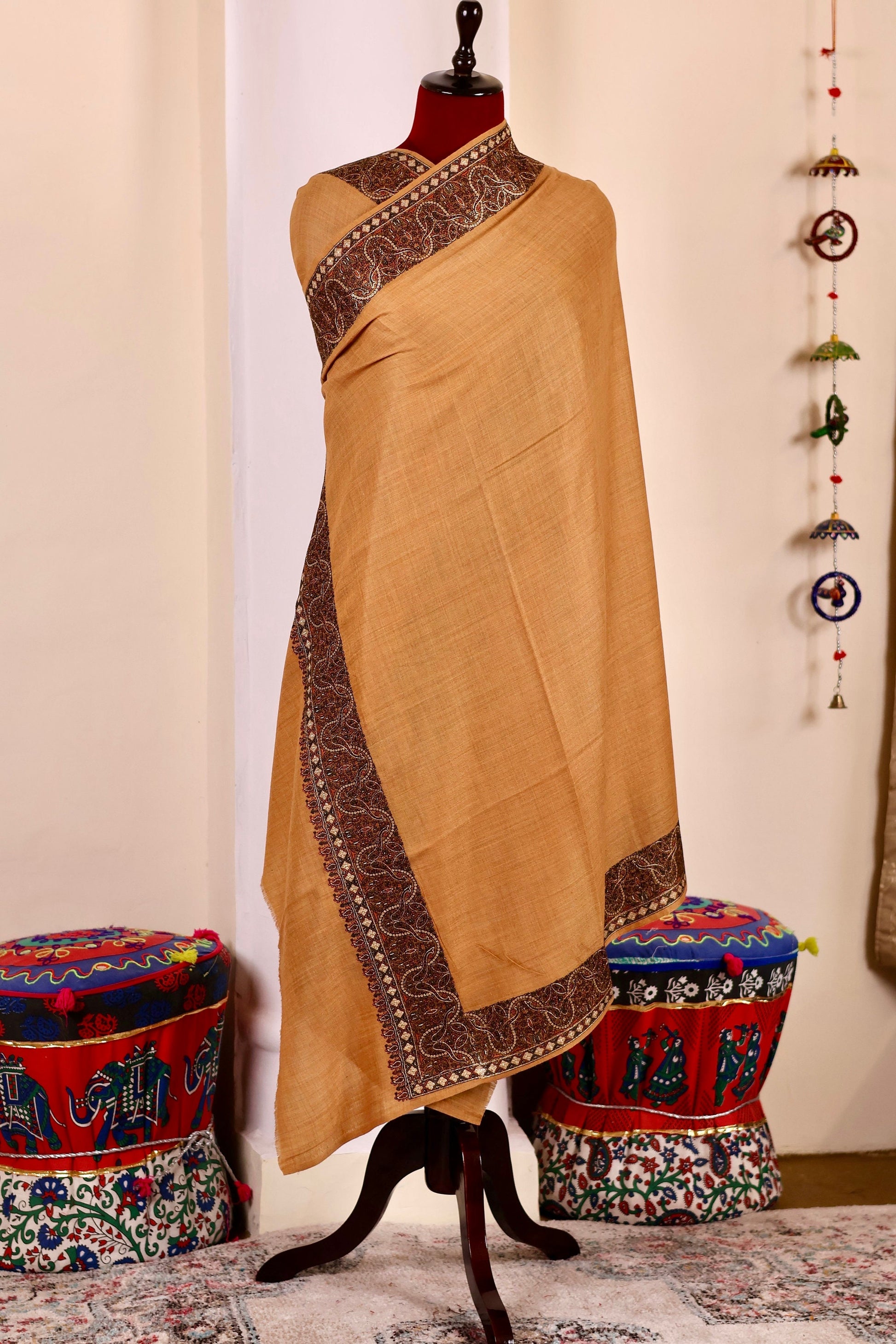 Handmade Pashmina Cashmere Shawl, Hand Embroidery Kashmiri Pashmina Silk Shawl, Premium Cashmere Scarfs, Soft & Warm Shawls, Christmas Gift