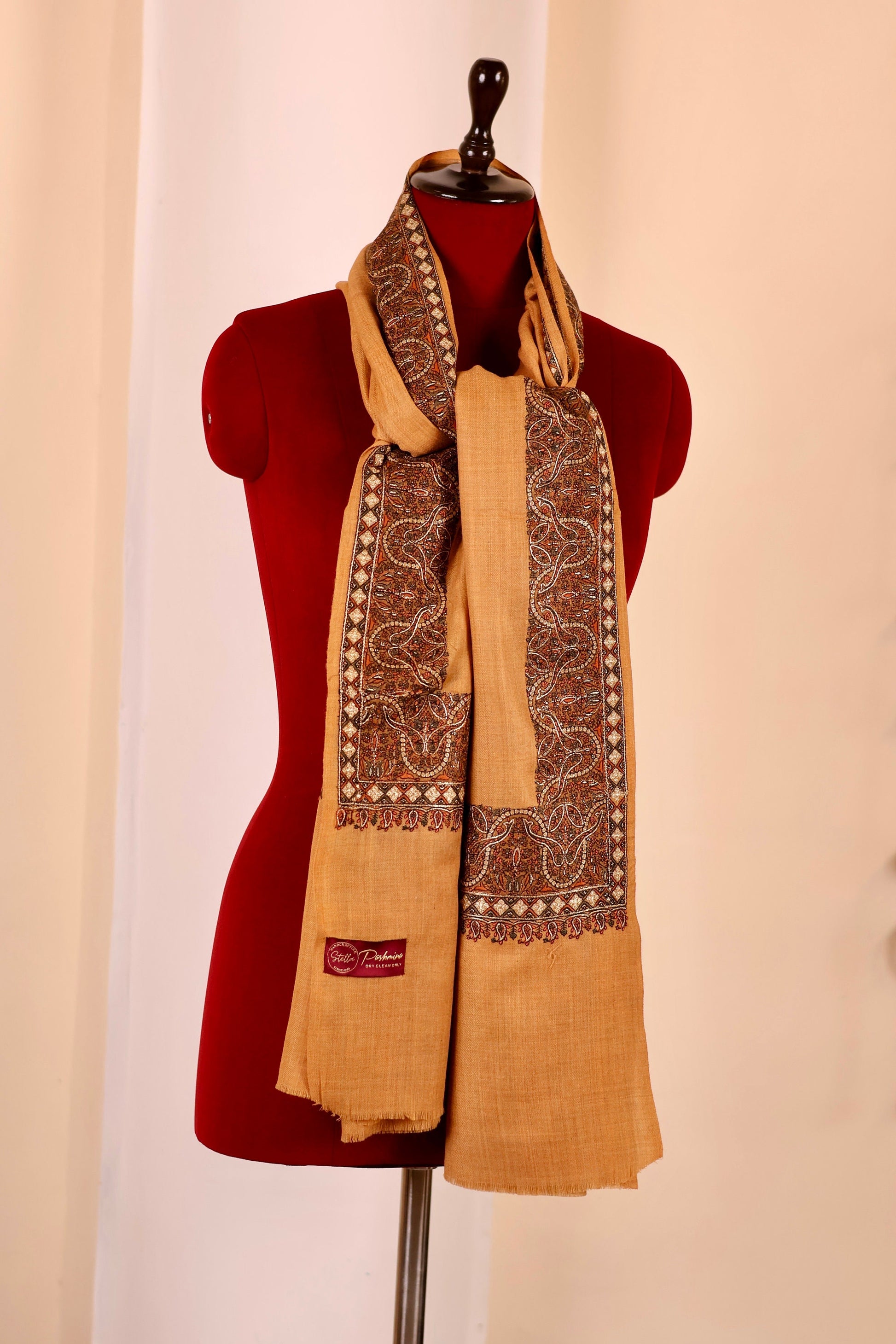 Handmade Pashmina Cashmere Shawl, Hand Embroidery Kashmiri Pashmina Silk Shawl, Premium Cashmere Scarfs, Soft & Warm Shawls, Christmas Gift