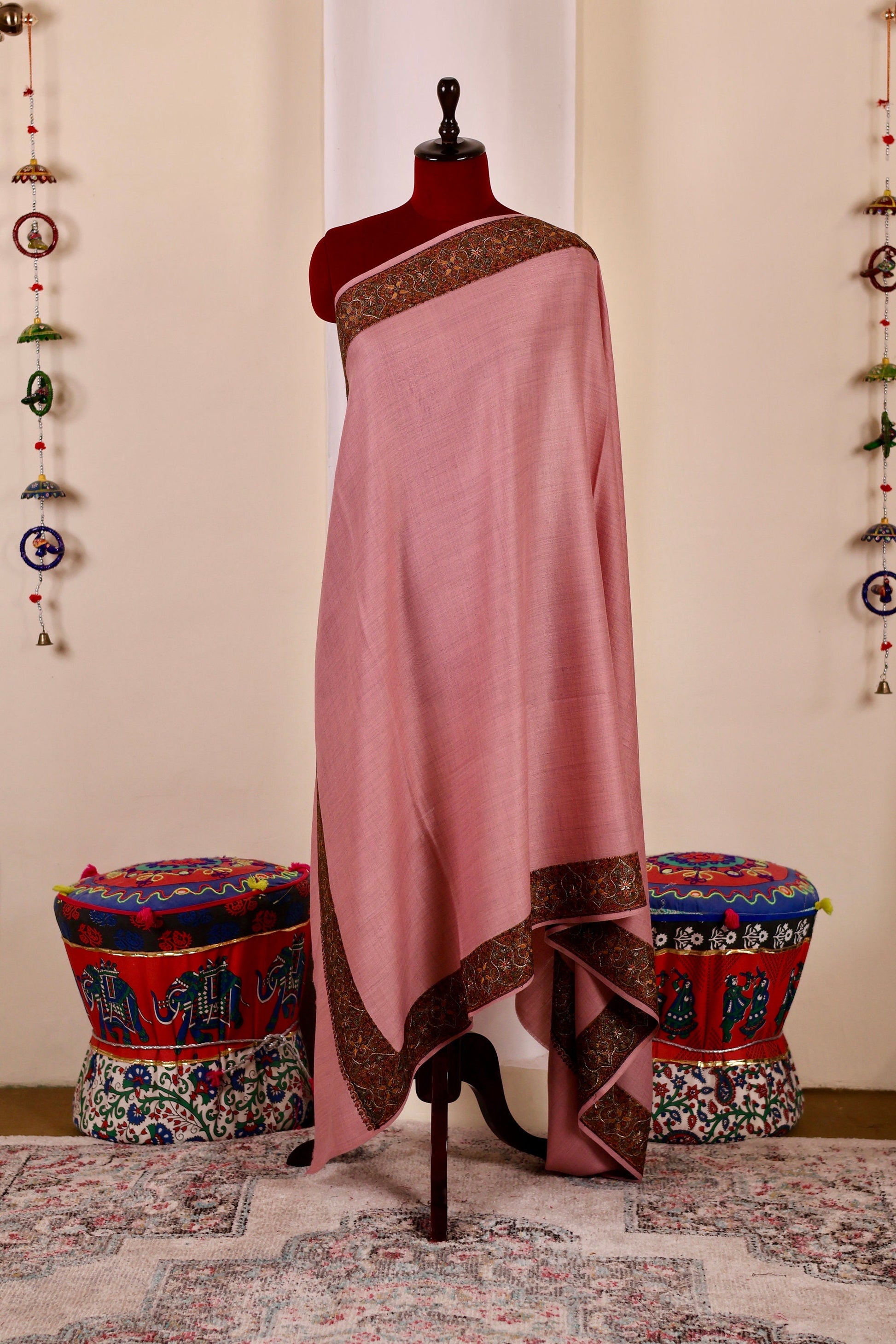 Handmade Pashmina Cashmere Shawl, Hand Embroidery Kashmiri Pashmina Silk Shawl, Premium Cashmere Scarfs, Soft & Warm Shawls, Christmas Gift