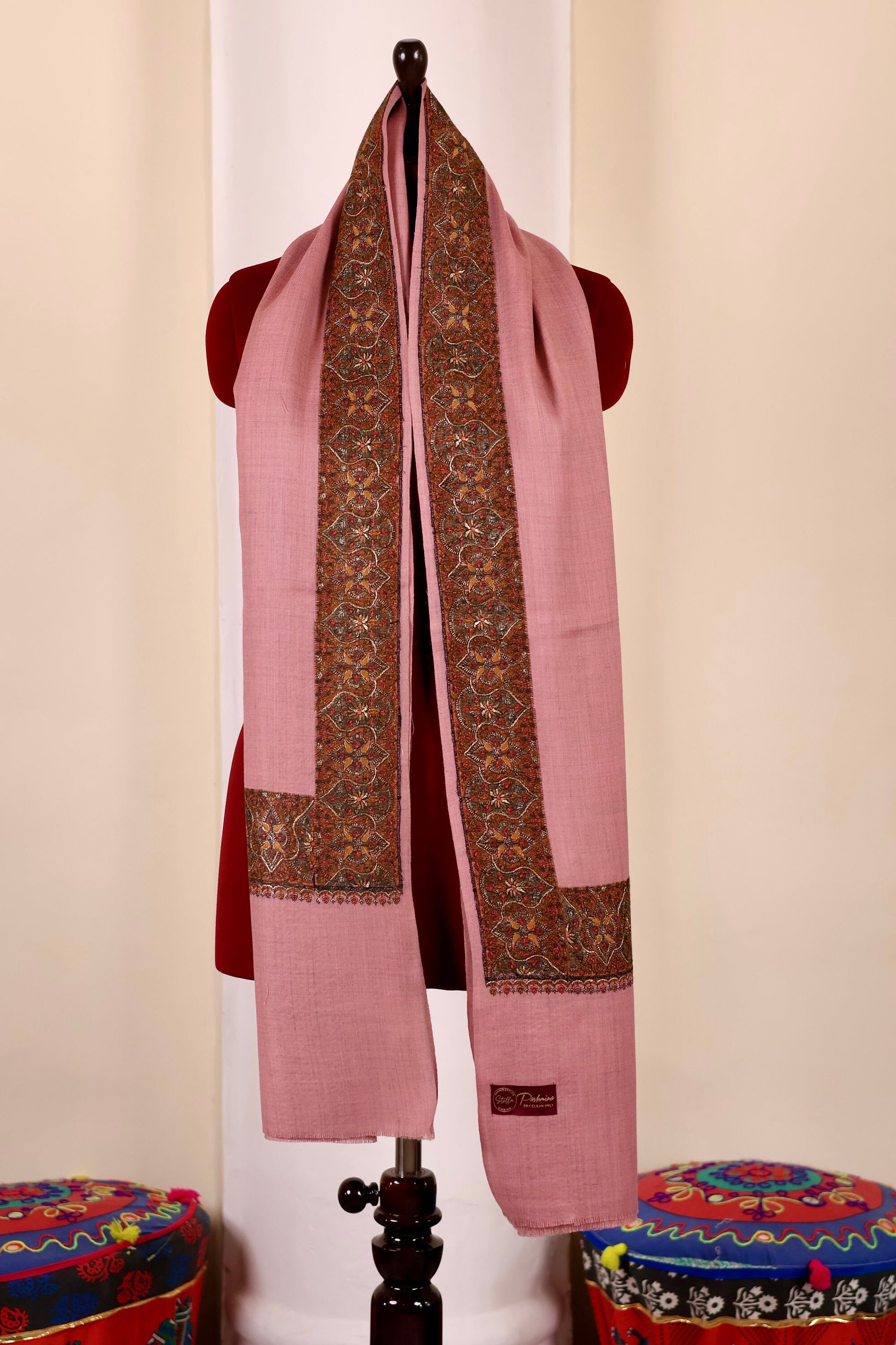 Handmade Pashmina Cashmere Shawl, Hand Embroidery Kashmiri Pashmina Silk Shawl, Premium Cashmere Scarfs, Soft & Warm Shawls, Christmas Gift