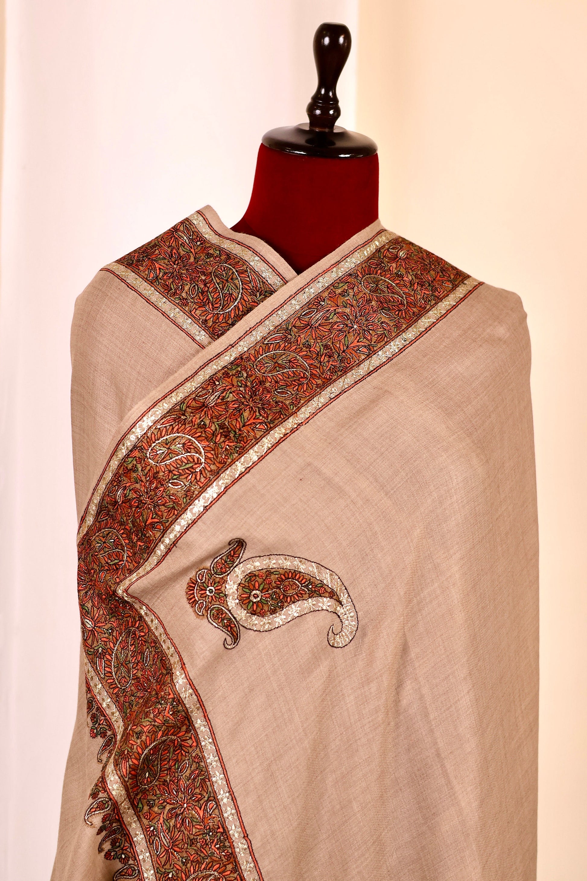 Handmade Pashmina Cashmere Shawl, Hand Embroidery Kashmiri Pashmina Silk Shawl, Premium Cashmere Scarfs, Soft & Warm Shawls, Christmas Gift