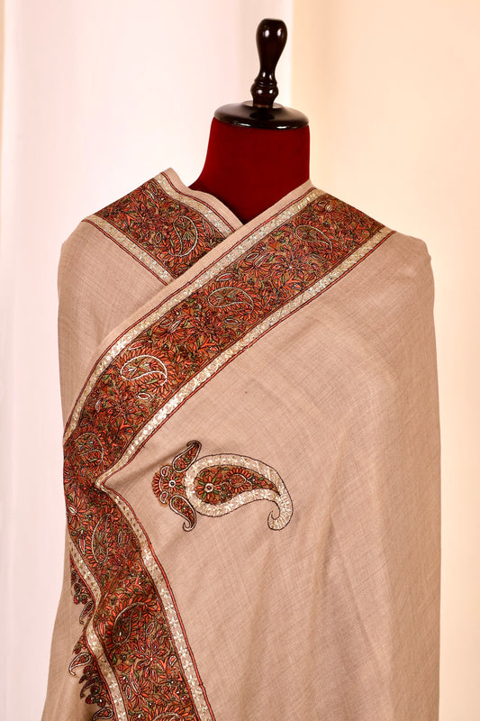 Handmade Pashmina Cashmere Shawl, Hand Embroidery Kashmiri Pashmina Silk Shawl, Premium Cashmere Scarfs, Soft & Warm Shawls, Christmas Gift