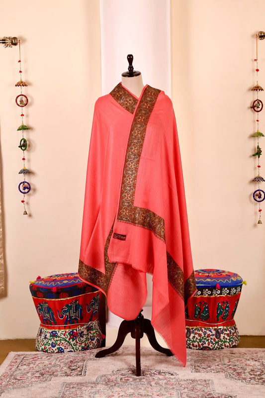 Elegant Pashmina Cashmere Shawl, Pink Handmade Kashmiri Pashmina Silk Shawl, Premium Cashmere Scarfs, Soft & Warm Shawls, Christmas Gift