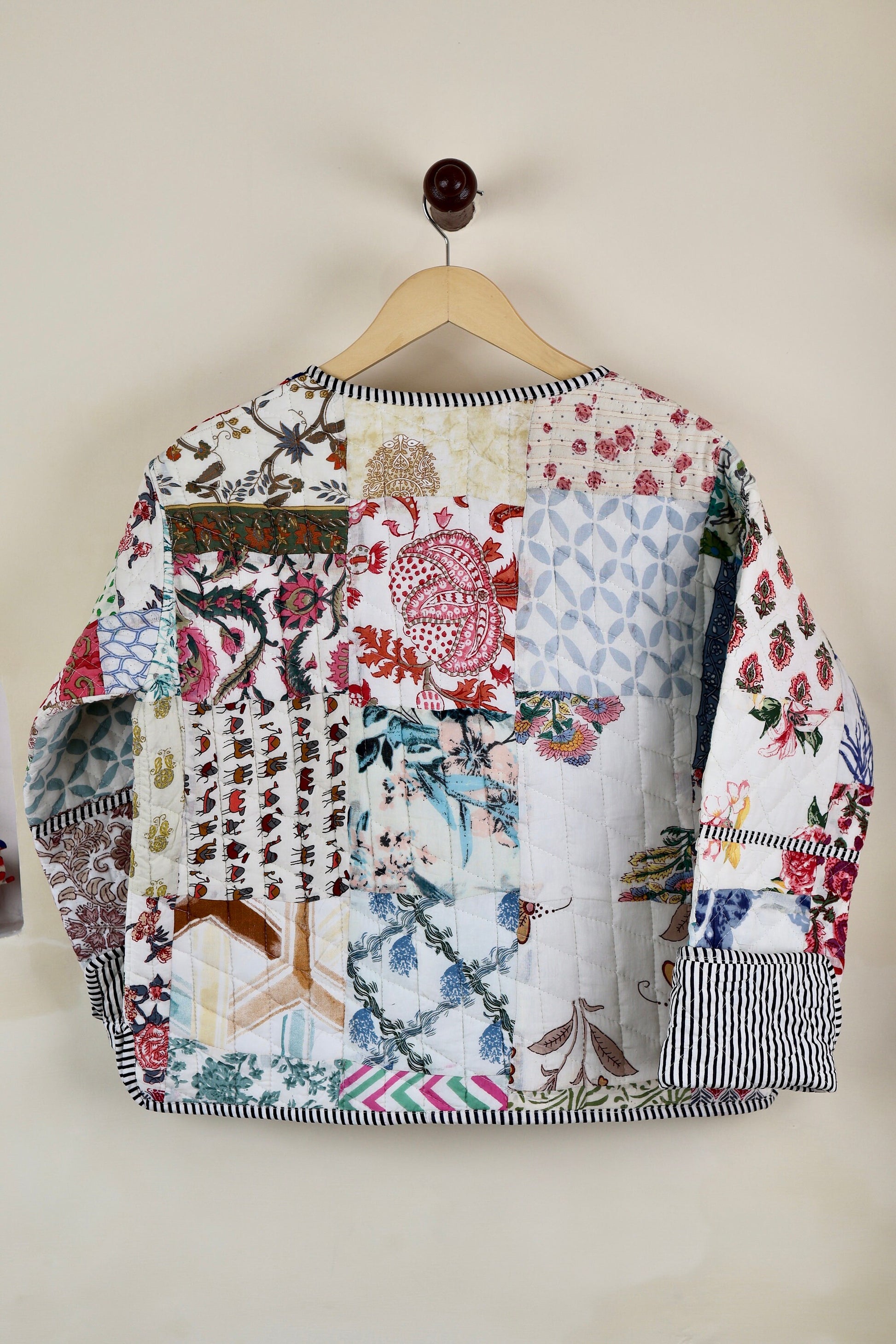 Patchwork HandBlock Printed Quilted Cotton Jackets | Fall Winter Floral Women's Coat | Reversible Bohemian Style Handmade Quilted Jackets