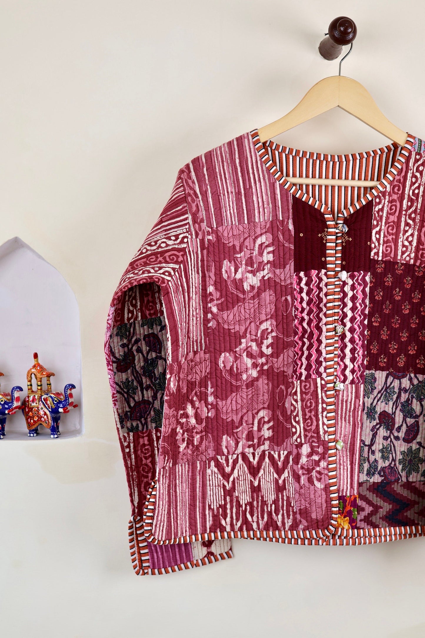 Patchwork HandBlock Printed Quilted Cotton Jackets | Fall Winter Floral Women's Coat | Reversible Bohemian Style Handmade Quilted Jackets