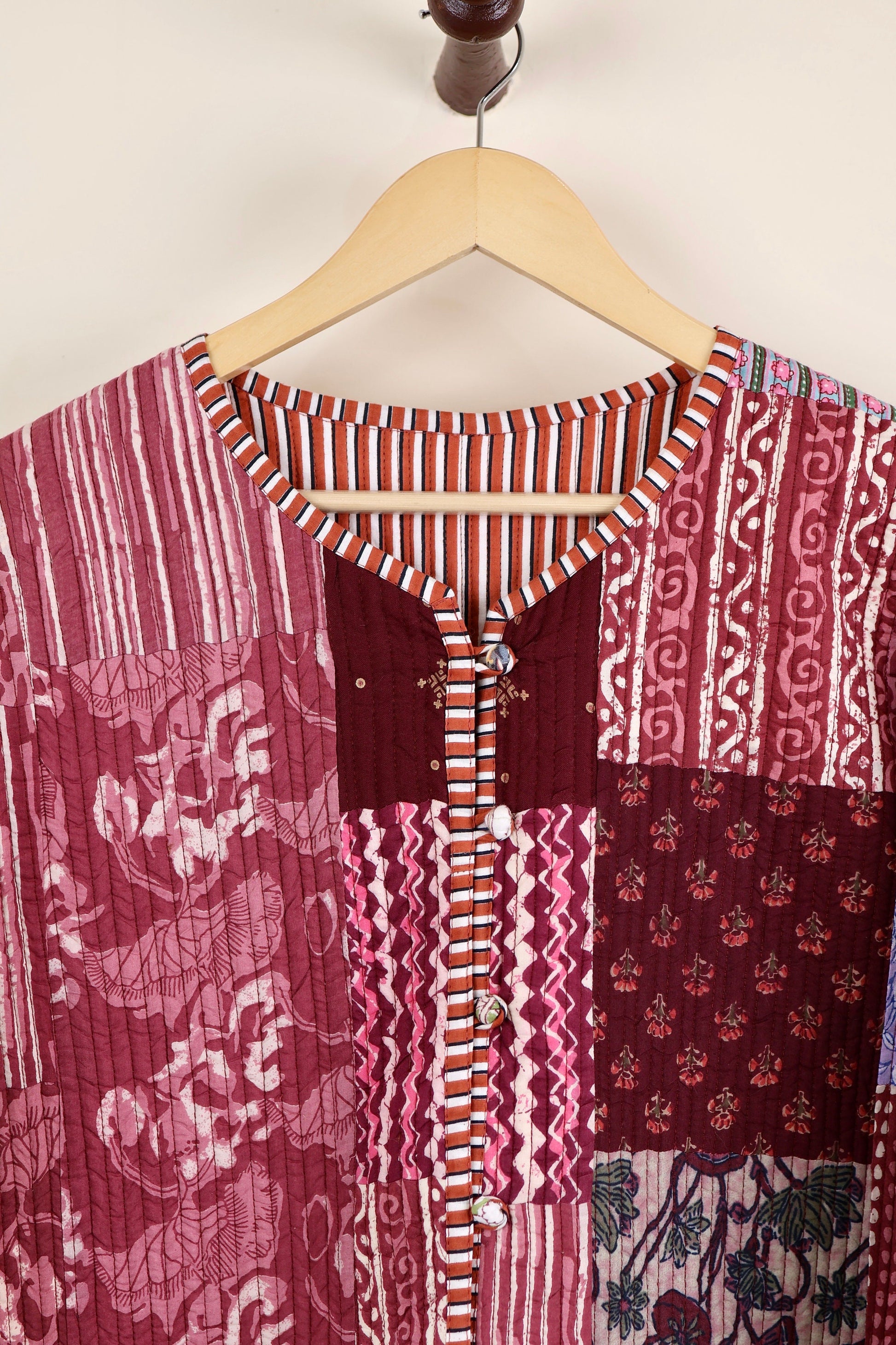 Patchwork HandBlock Printed Quilted Cotton Jackets | Fall Winter Floral Women's Coat | Reversible Bohemian Style Handmade Quilted Jackets