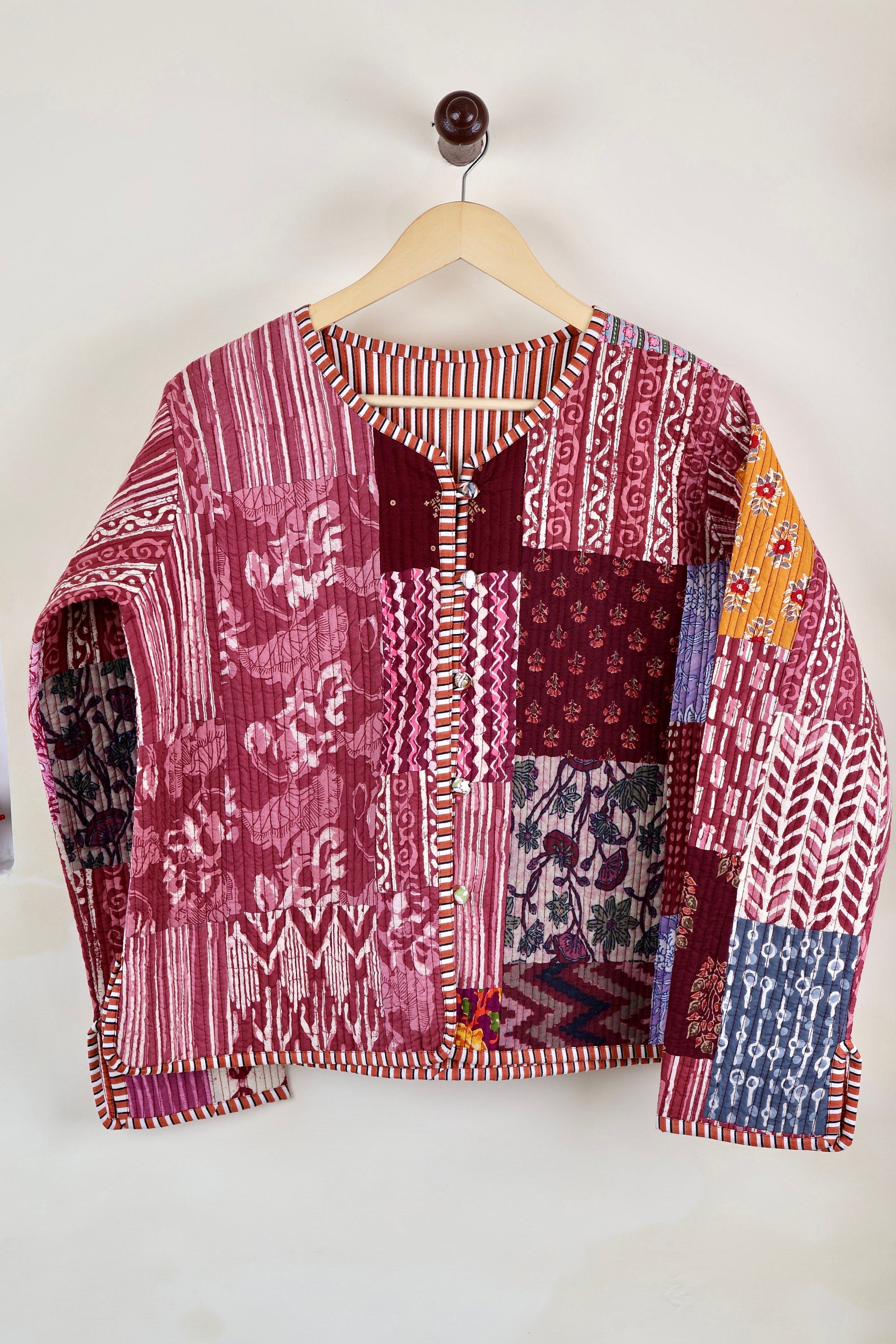 Patchwork HandBlock Printed Quilted Cotton Jackets | Fall Winter Floral Women's Coat | Reversible Bohemian Style Handmade Quilted Jackets