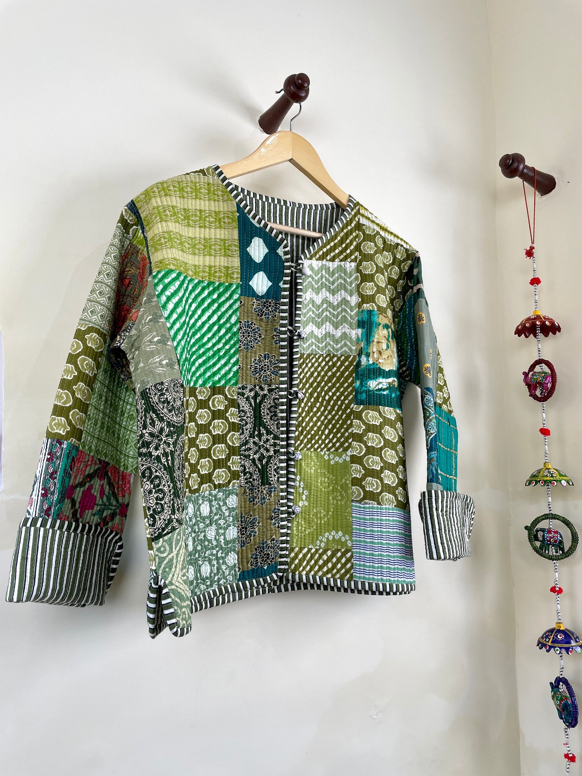 Patchwork HandBlock Printed Quilted Cotton Jackets | Fall Winter Floral Women's Coat | Reversible Bohemian Style Handmade Quilted Jackets
