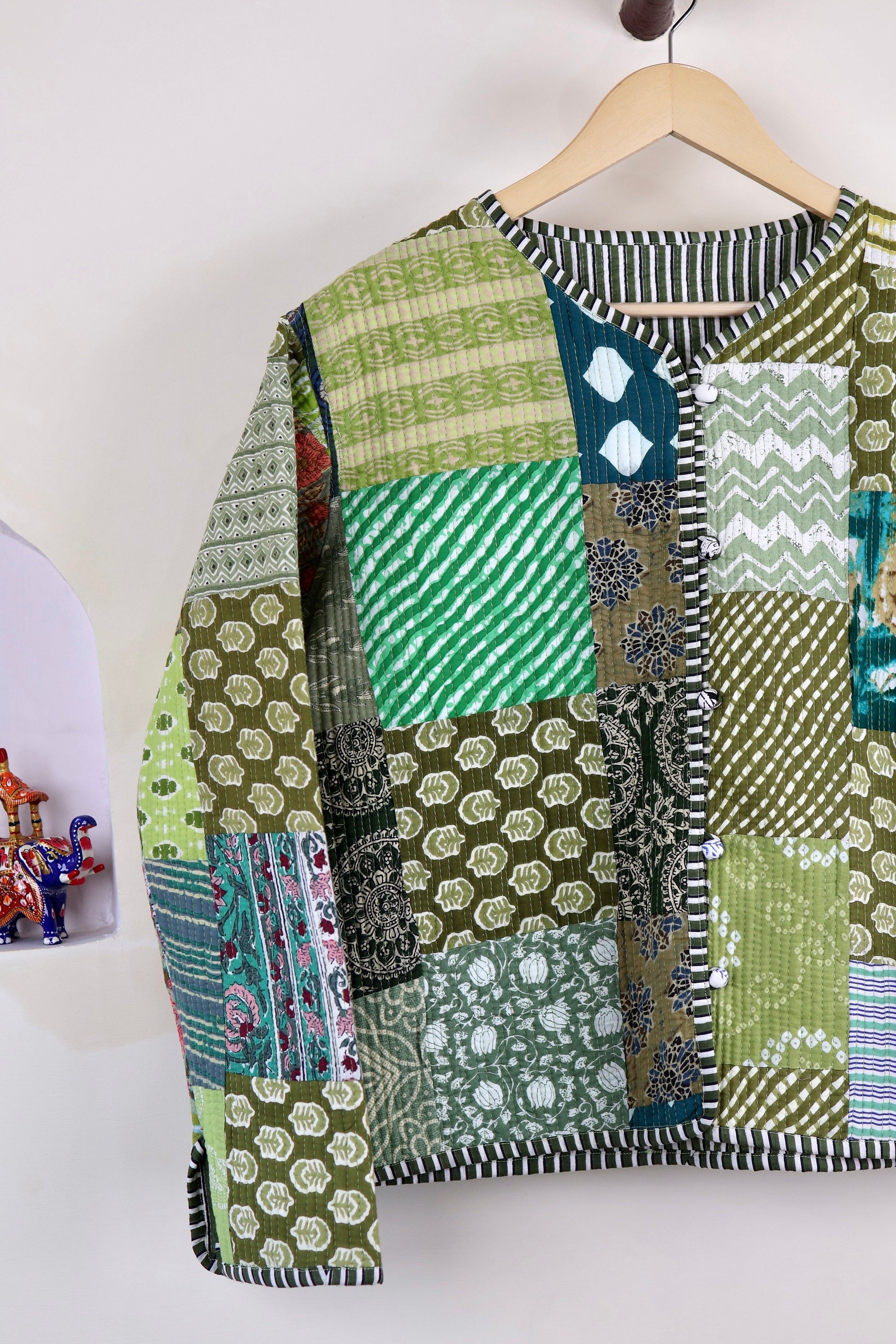 Patchwork HandBlock Printed Quilted Cotton Jackets | Fall Winter Floral Women's Coat | Reversible Bohemian Style Handmade Quilted Jackets