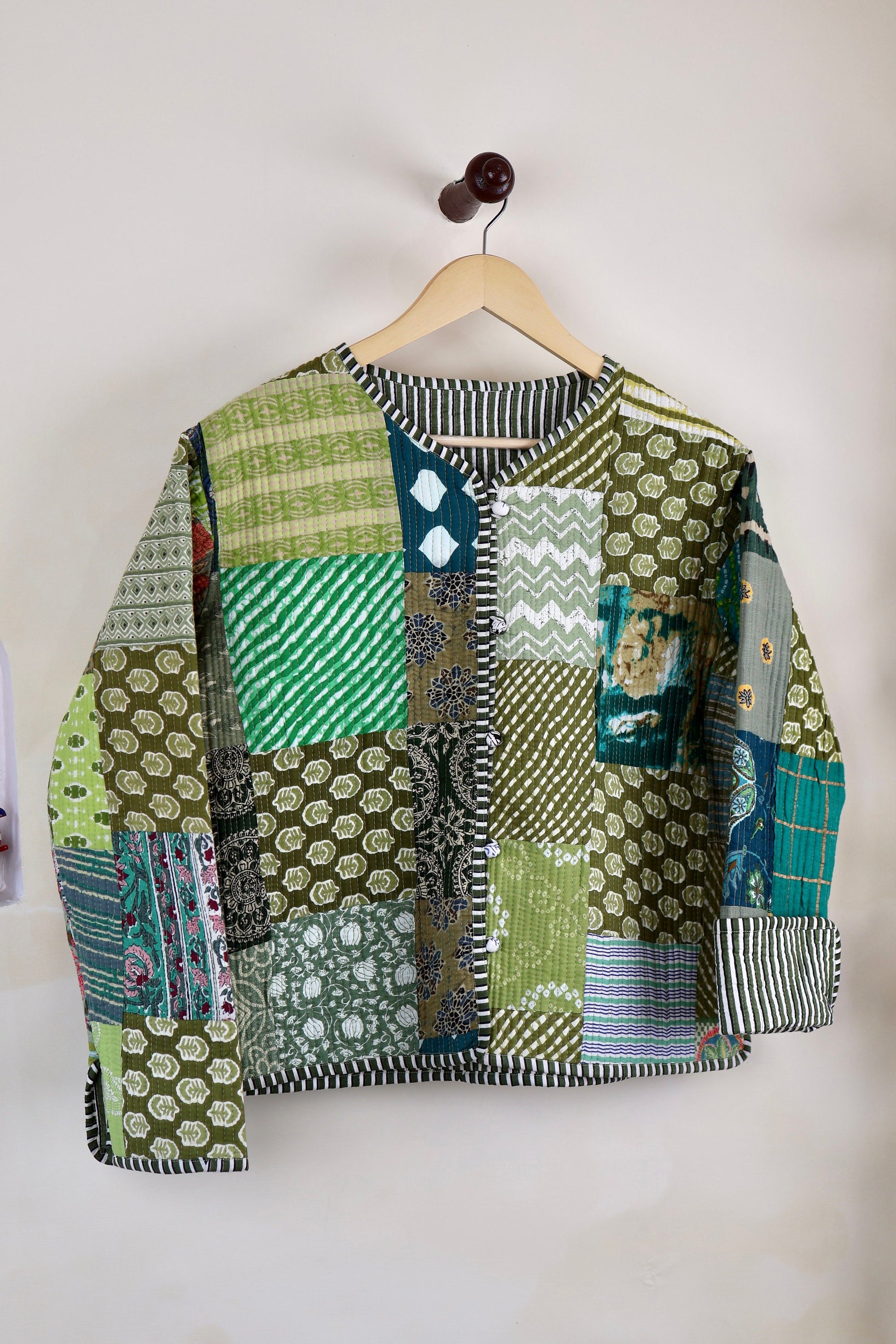 Patchwork HandBlock Printed Quilted Cotton Jackets | Fall Winter Floral Women's Coat | Reversible Bohemian Style Handmade Quilted Jackets