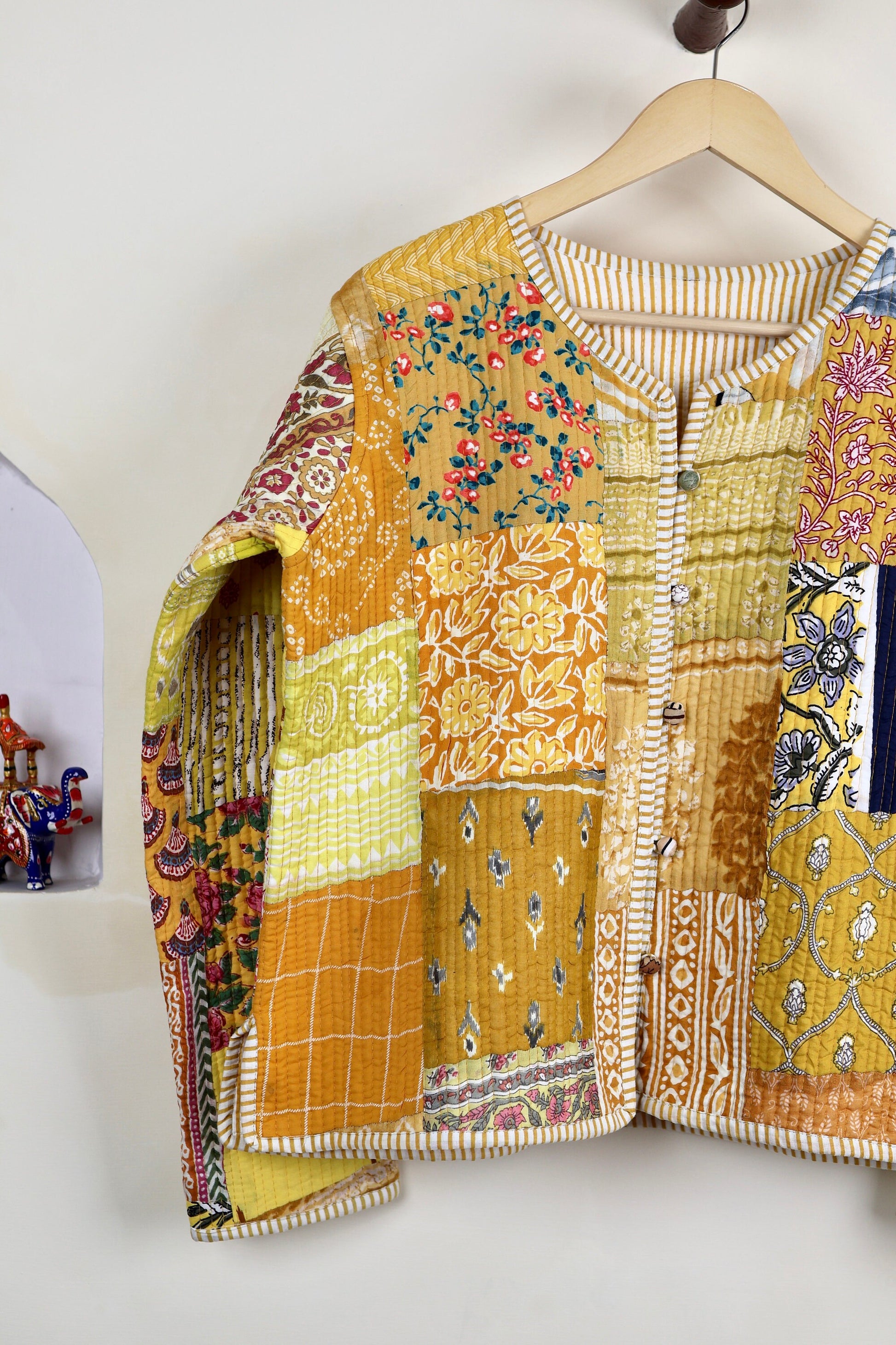 Vintage Patchwork Quilted Cotton Jackets | Fall Winter Floral Women's Coat | HandBlock Printed Reversible Bohemian Style Quilted Jackets