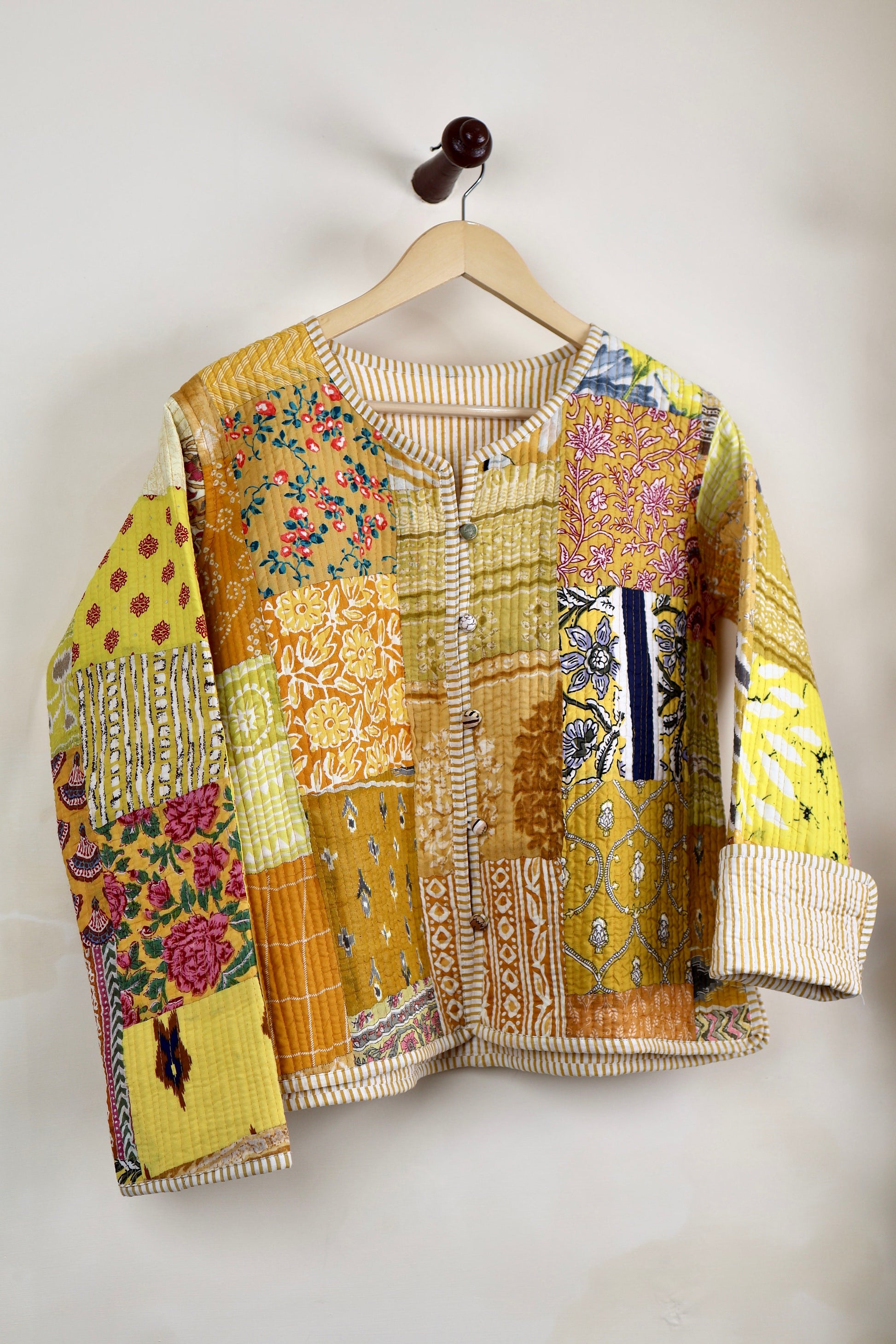 Vintage Patchwork Quilted Cotton Jackets | Fall Winter Floral Women's Coat | HandBlock Printed Reversible Bohemian Style Quilted Jackets