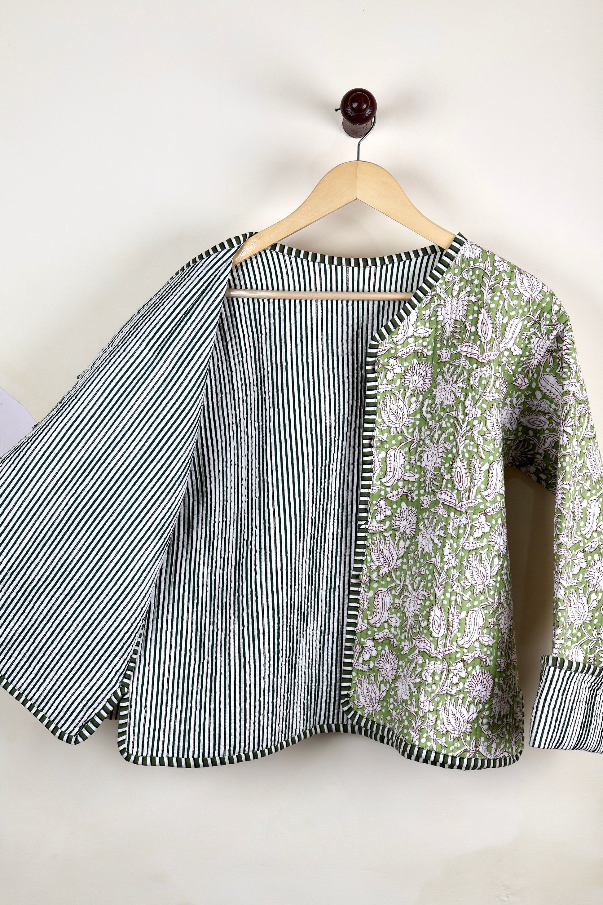 Reversible HandBlock Printed Quilted Cotton Jackets | Fall Winter Floral Women's Coat | Street Wear Bohemian Style Handmade Quilted Jackets