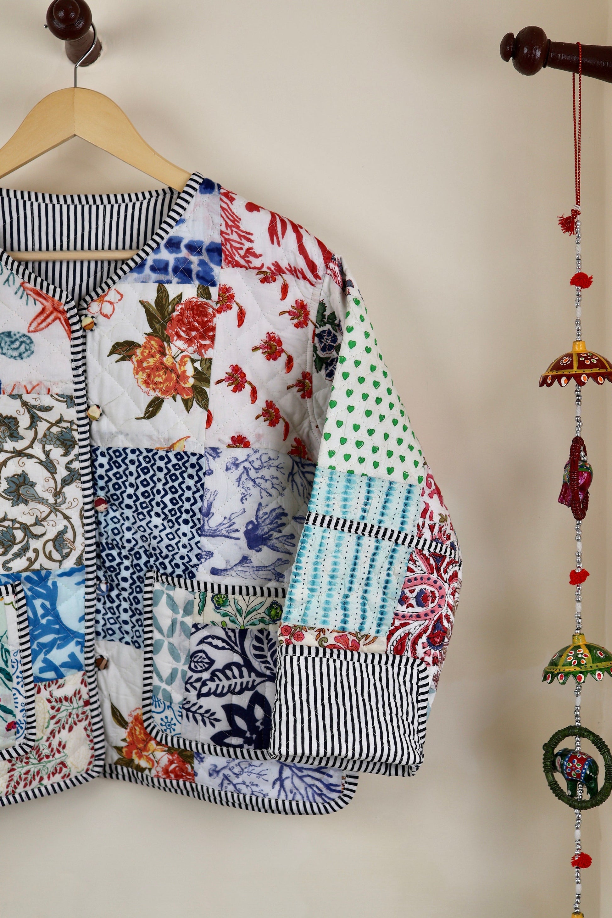 Patchwork HandBlock Printed Quilted Cotton Jackets | Fall Winter Floral Women's Coat | Reversible Bohemian Style Handmade Quilted Jackets