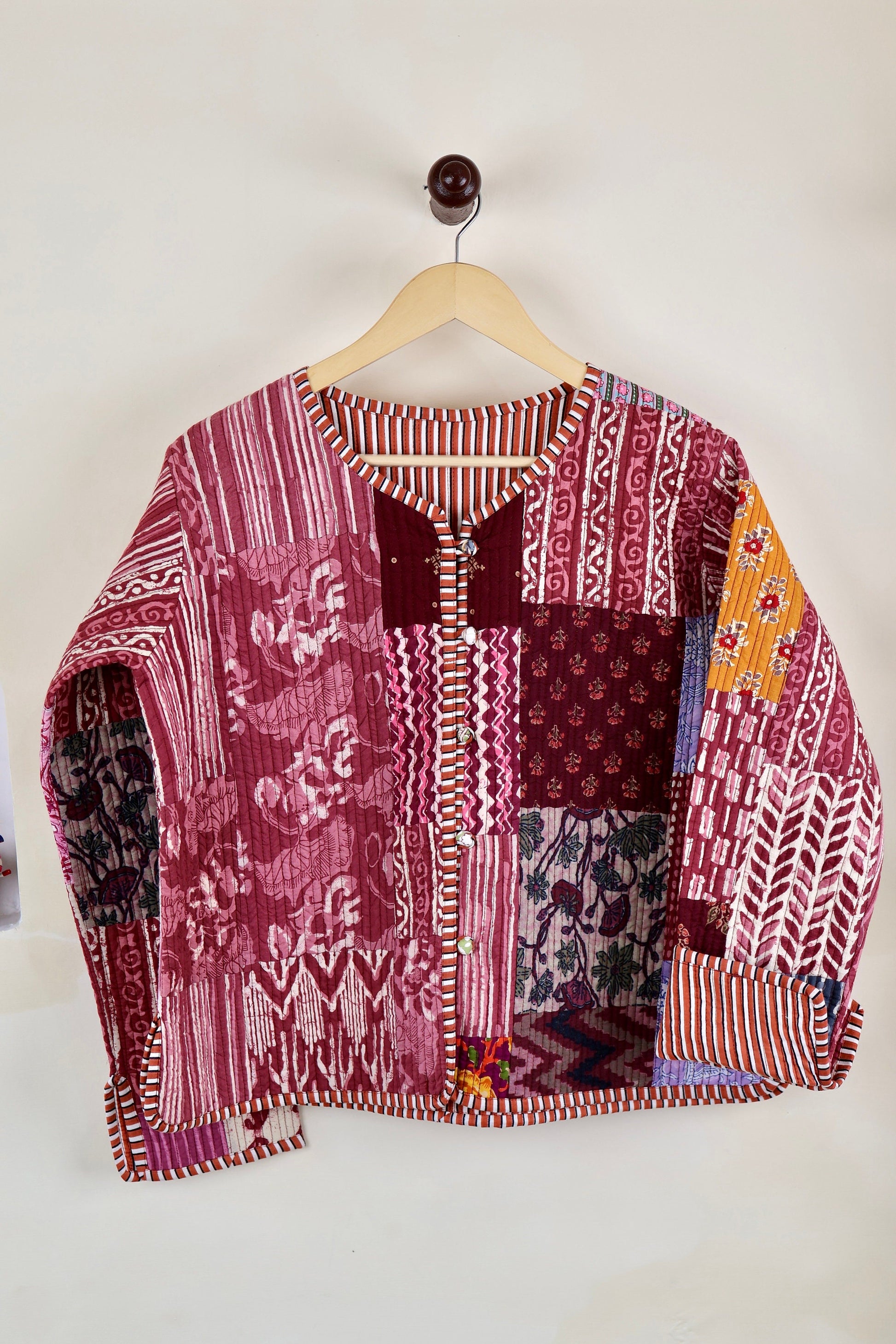 Patchwork HandBlock Printed Quilted Cotton Jackets | Fall Winter Floral Women's Coat | Reversible Bohemian Style Handmade Quilted Jackets