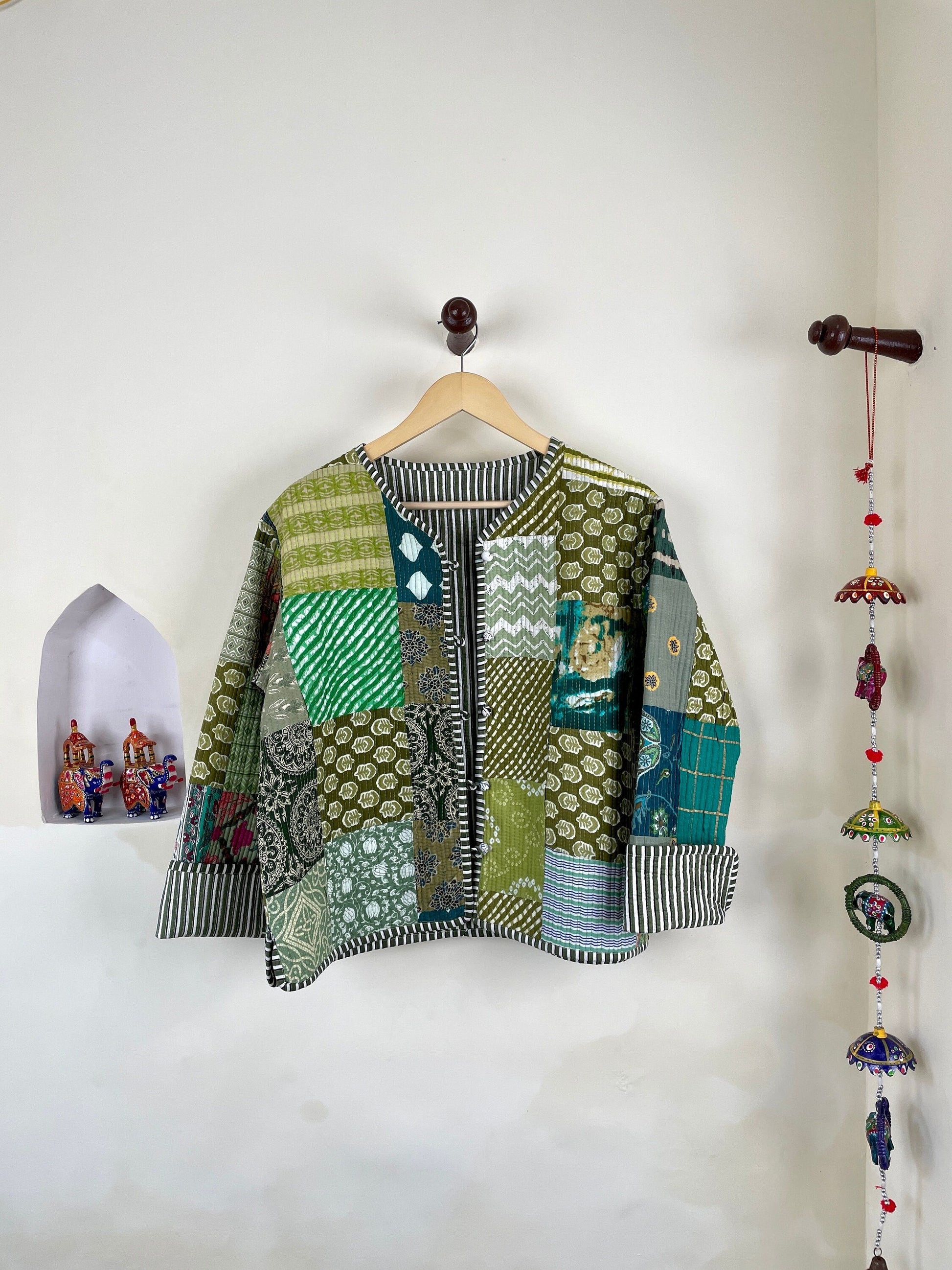 Patchwork HandBlock Printed Quilted Cotton Jackets | Fall Winter Floral Women's Coat | Reversible Bohemian Style Handmade Quilted Jackets