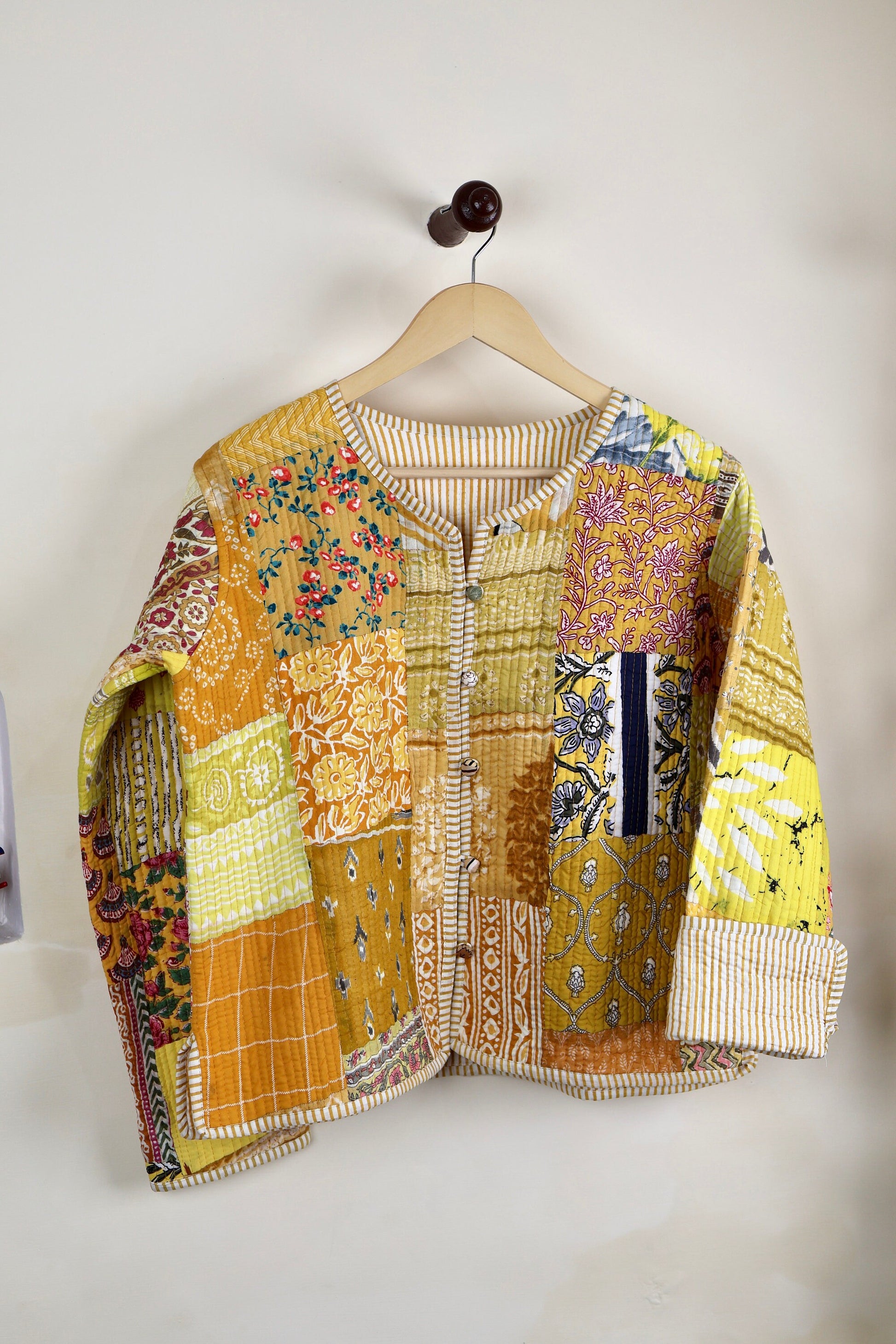Vintage Patchwork Quilted Cotton Jackets | Fall Winter Floral Women's Coat | HandBlock Printed Reversible Bohemian Style Quilted Jackets