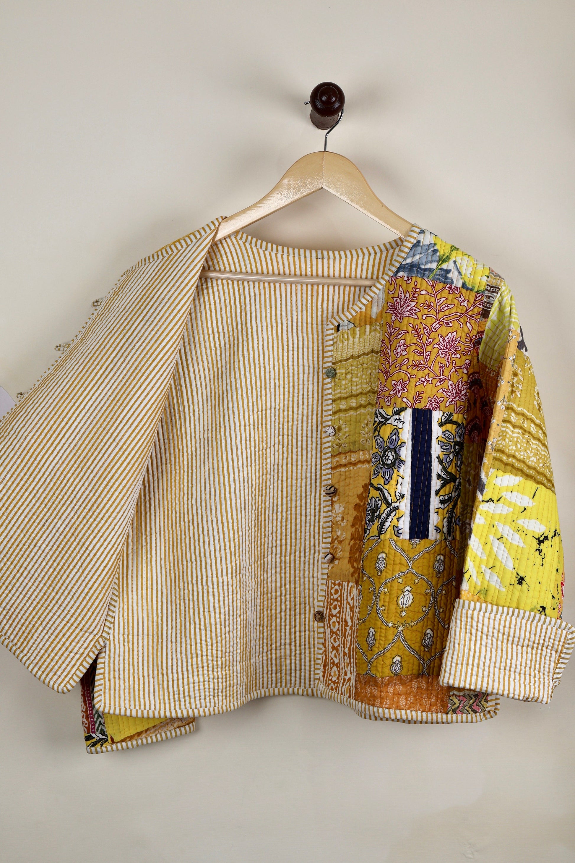 Vintage Patchwork Quilted Cotton Jackets | Fall Winter Floral Women's Coat | HandBlock Printed Reversible Bohemian Style Quilted Jackets