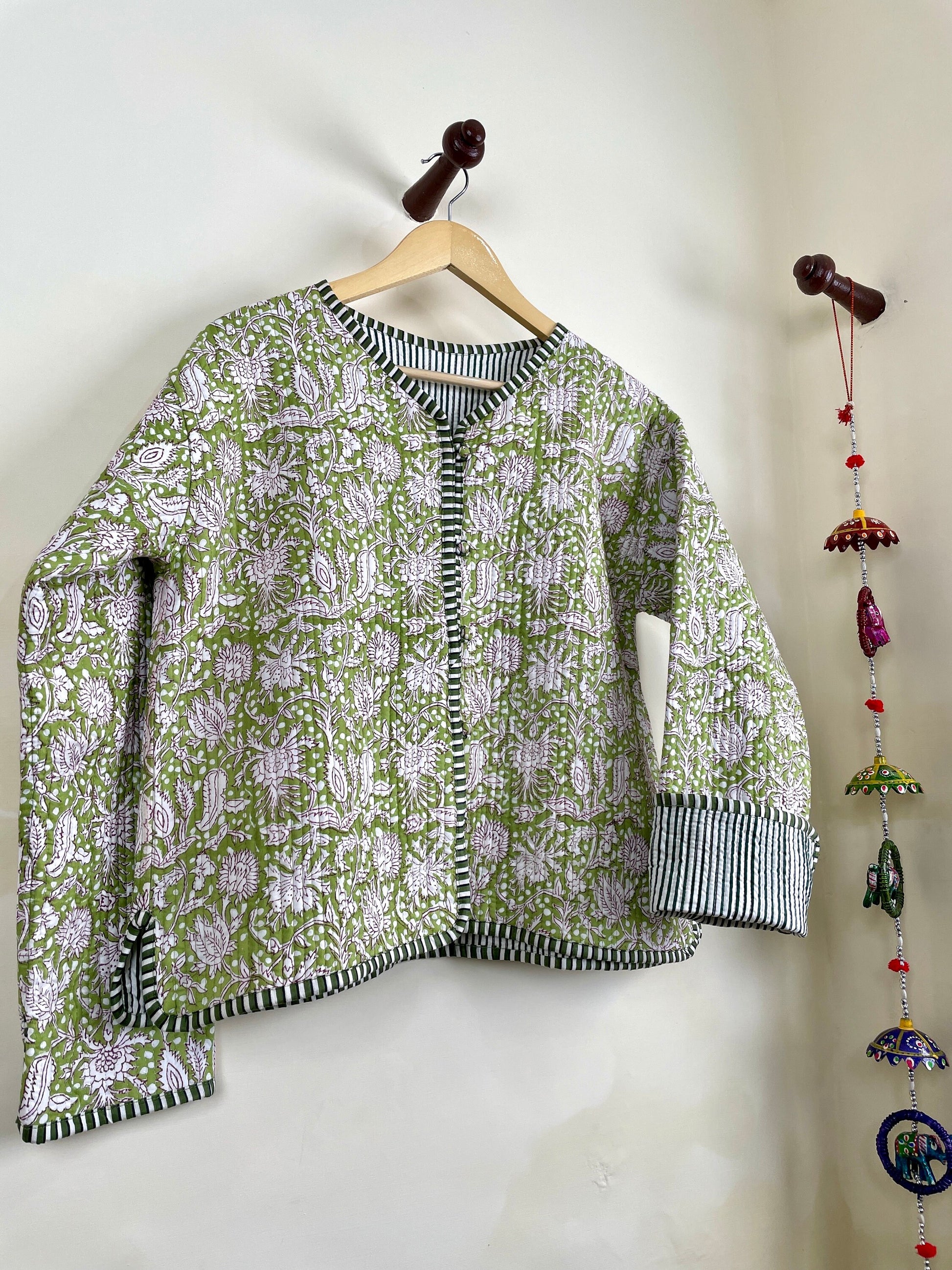 Reversible HandBlock Printed Quilted Cotton Jackets | Fall Winter Floral Women's Coat | Street Wear Bohemian Style Handmade Quilted Jackets