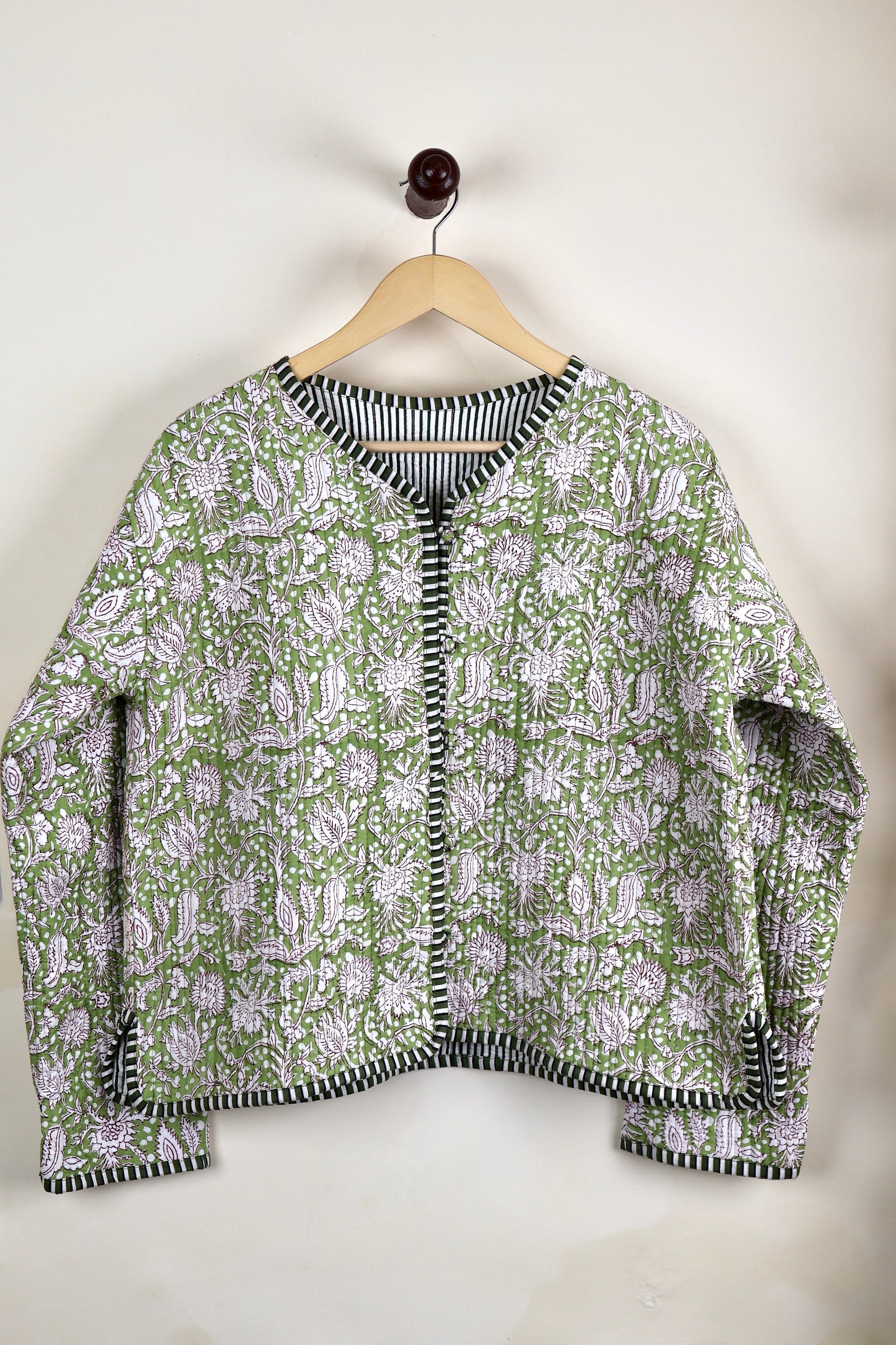 Reversible HandBlock Printed Quilted Cotton Jackets | Fall Winter Floral Women's Coat | Street Wear Bohemian Style Handmade Quilted Jackets