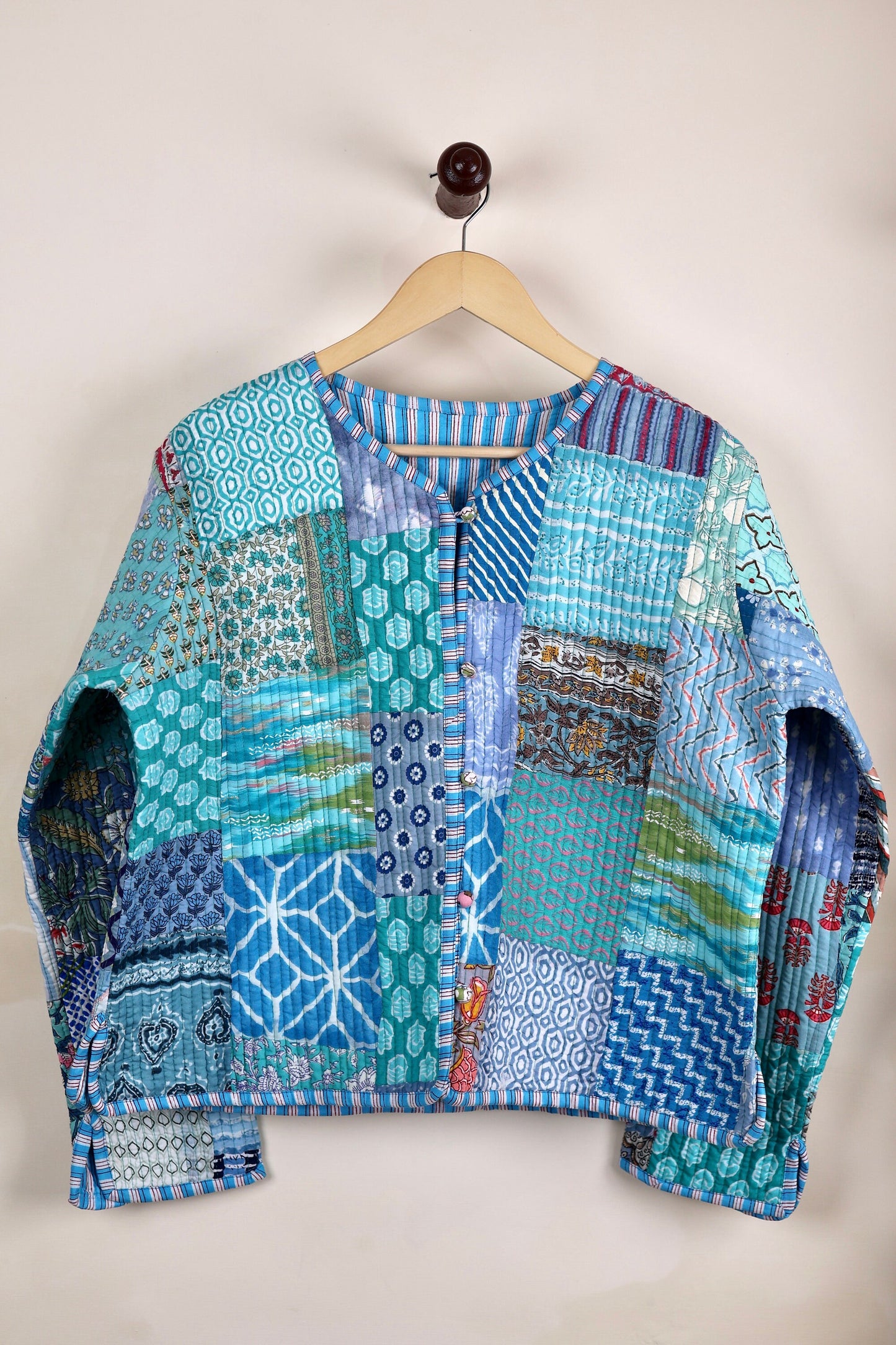 Chic Patchwork Quilted Cotton Jackets | Fall Winter Floral Women's Coat | HandBlock Printed Reversible Bohemian Style Quilted Jackets
