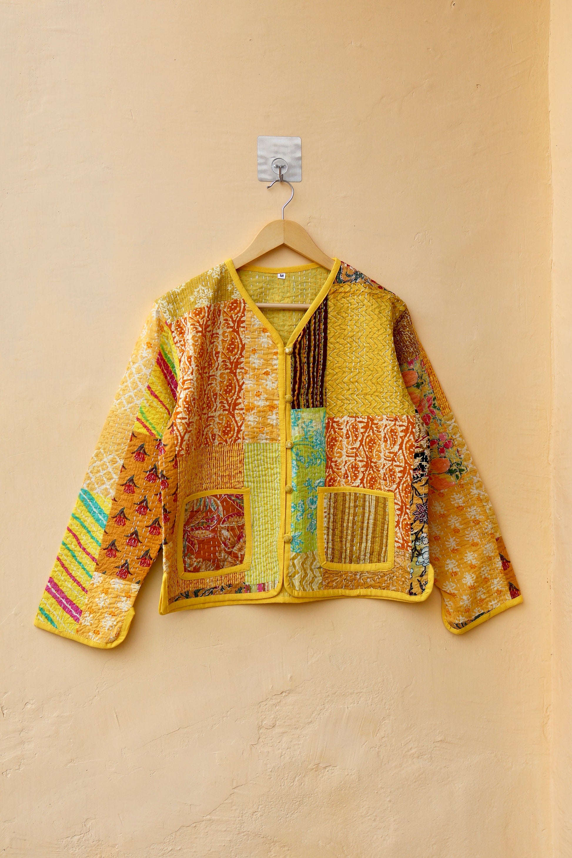 Patchwork Kantha Quilted Jacket, Handmade Floral Bohemian Style Patchwork Women's Coat, Winter Fall Spring Reversible Kantha Jacket for Her