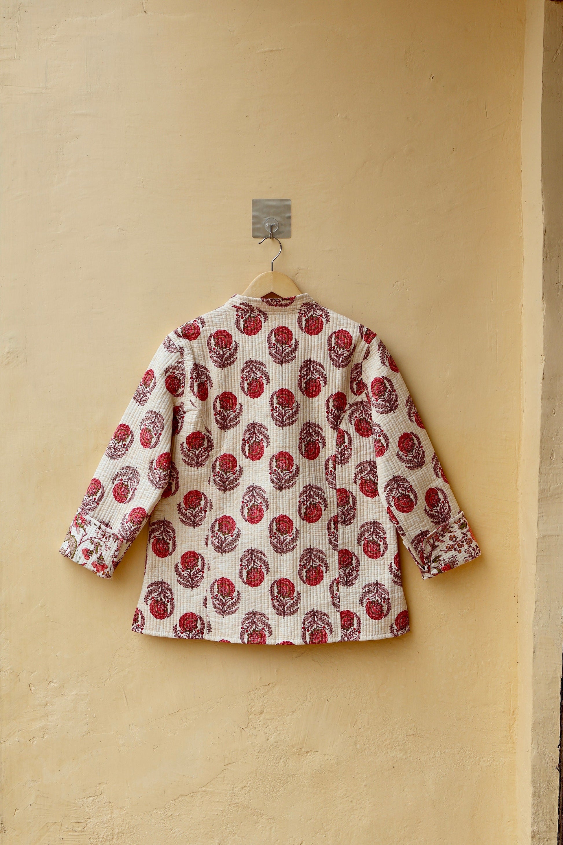 Cotton Handmade Kantha Jacket, Womens Clothing Quilted Reversible Coat, Kimono Indian Hand Printed Vintage Boho Vest Valentines Gift for Her