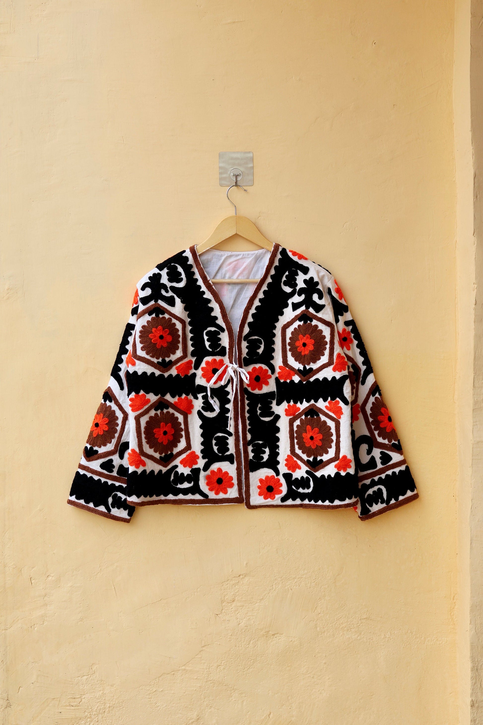 Indian Handmade Suzani Embroidery Jacket, Unique Style Artisan Made Jacket, Floral Women's Coat, New Style Jacket, Boho Suzani, Gift for Her