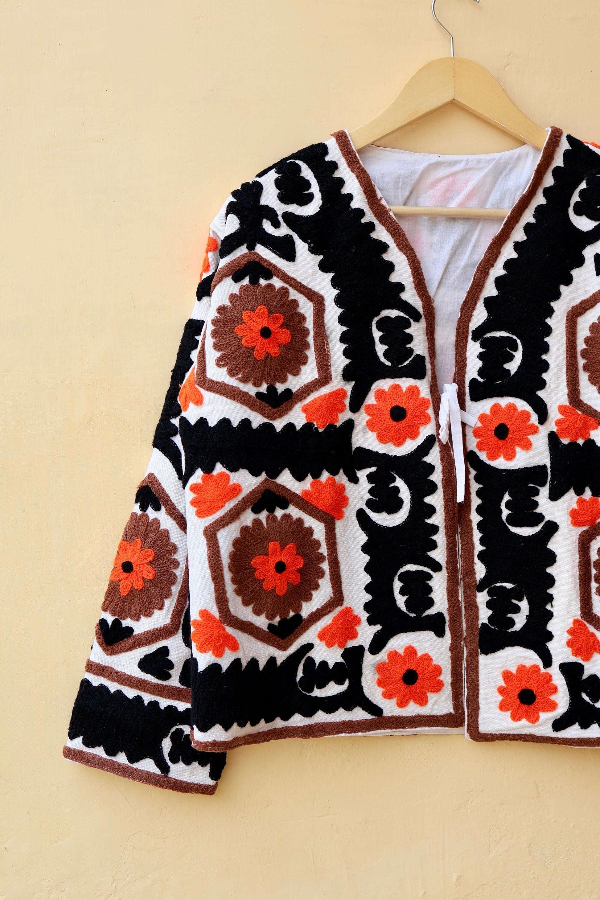 Indian Handmade Suzani Embroidery Jacket, Unique Style Artisan Made Jacket, Floral Women's Coat, New Style Jacket, Boho Suzani, Gift for Her