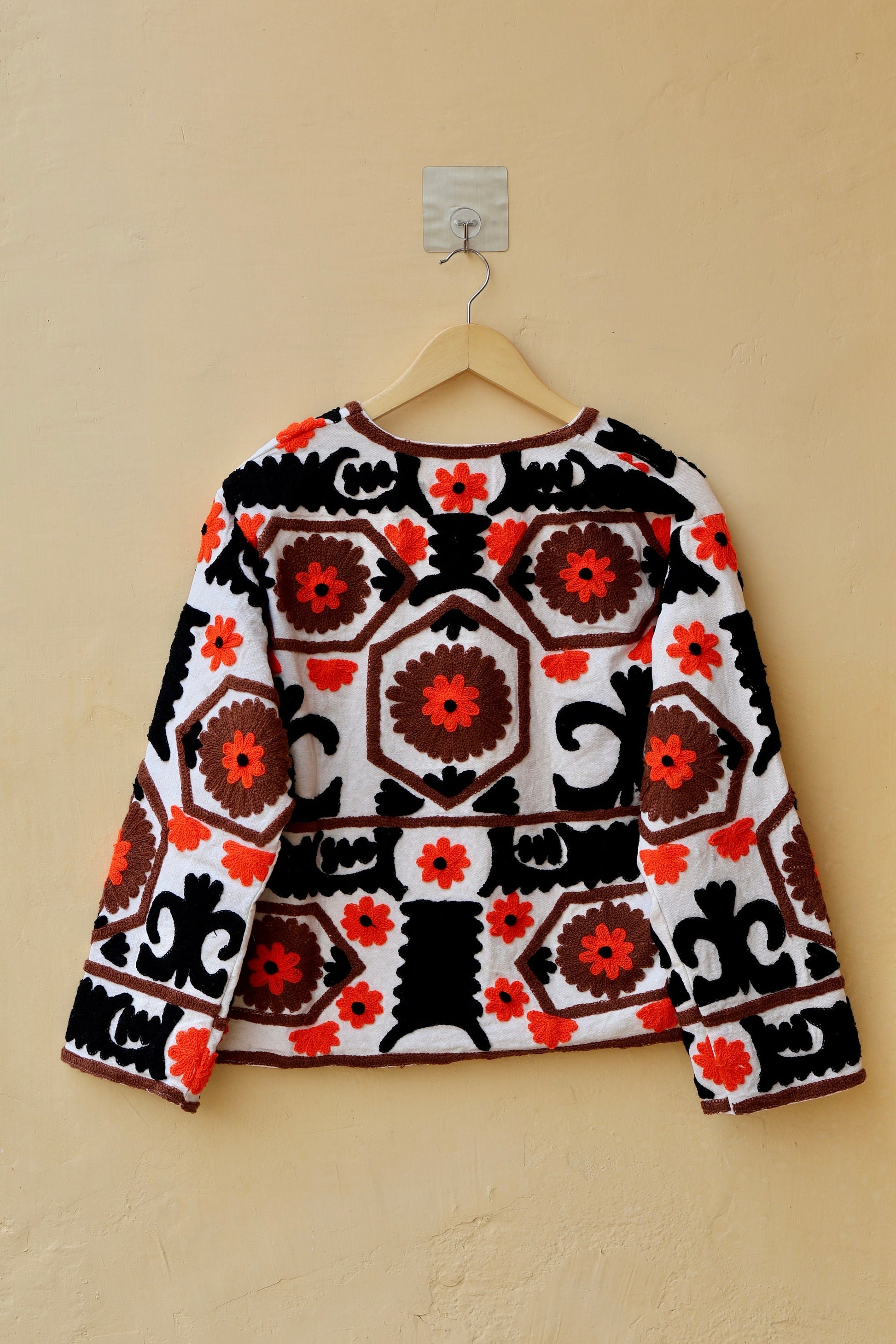 Indian Handmade Suzani Embroidery Jacket, Unique Style Artisan Made Jacket, Floral Women's Coat, New Style Jacket, Boho Suzani, Gift for Her