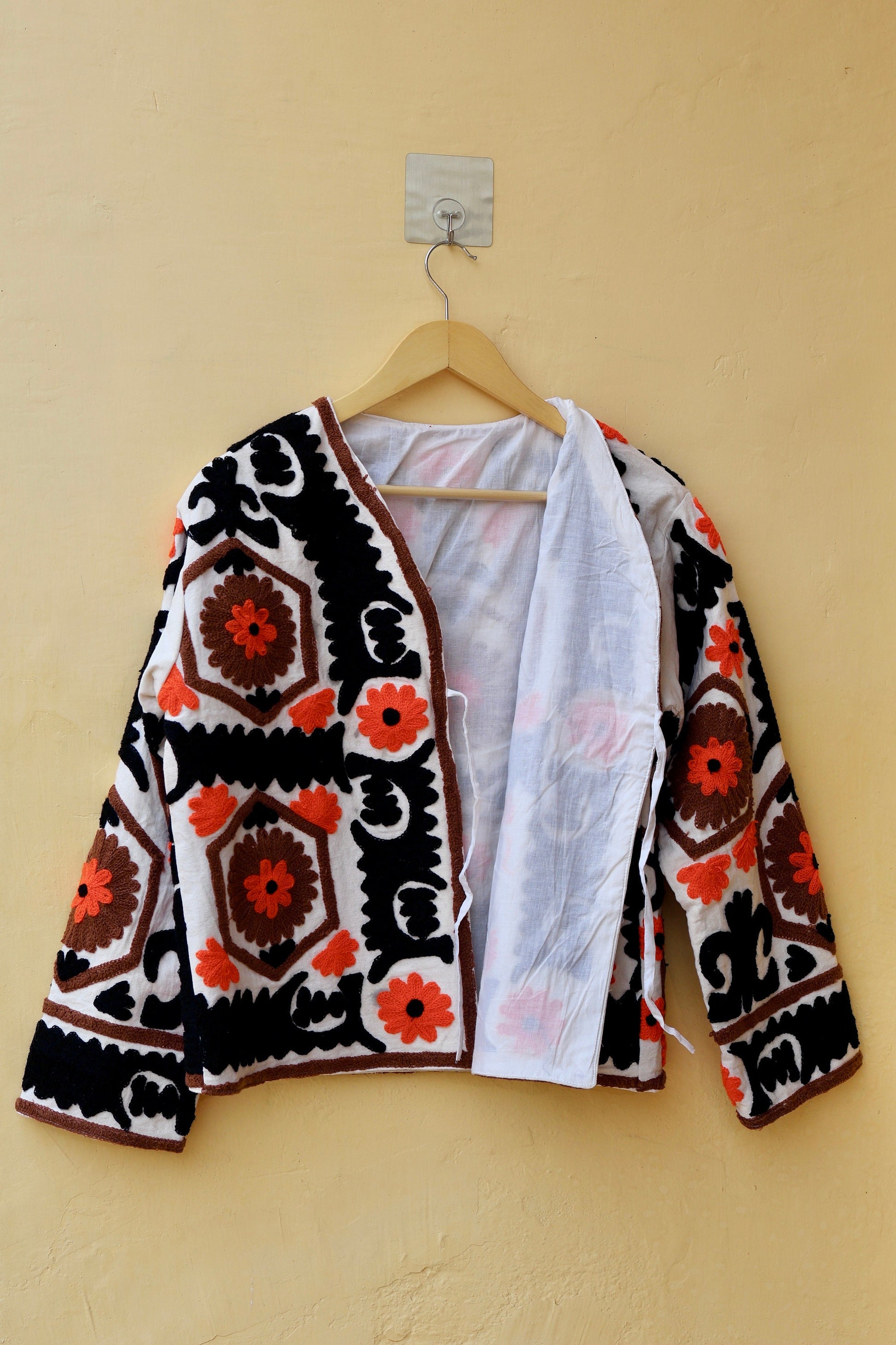Indian Handmade Suzani Embroidery Jacket, Unique Style Artisan Made Jacket, Floral Women's Coat, New Style Jacket, Boho Suzani, Gift for Her