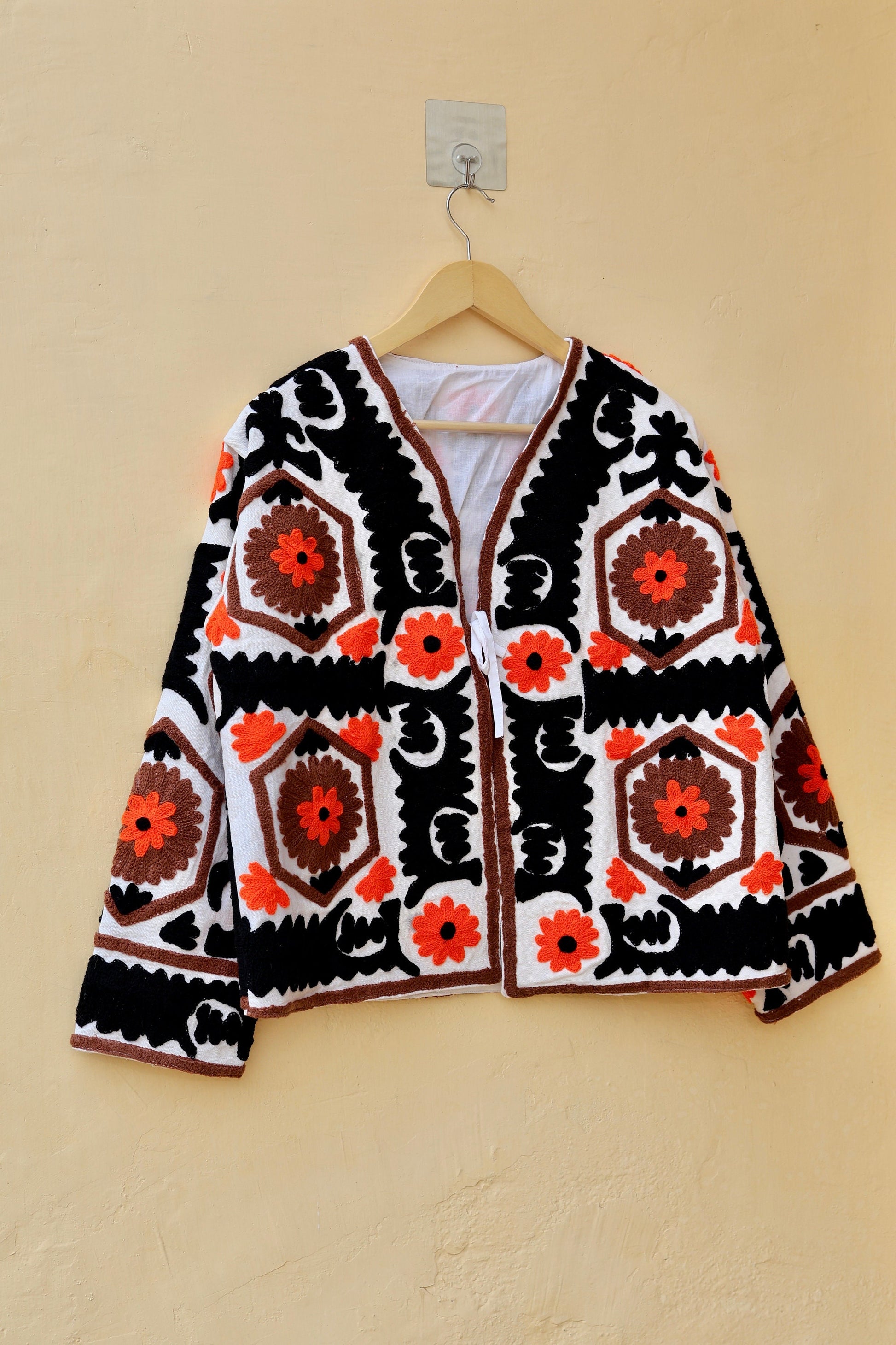 Indian Handmade Suzani Embroidery Jacket, Unique Style Artisan Made Jacket, Floral Women's Coat, New Style Jacket, Boho Suzani, Gift for Her