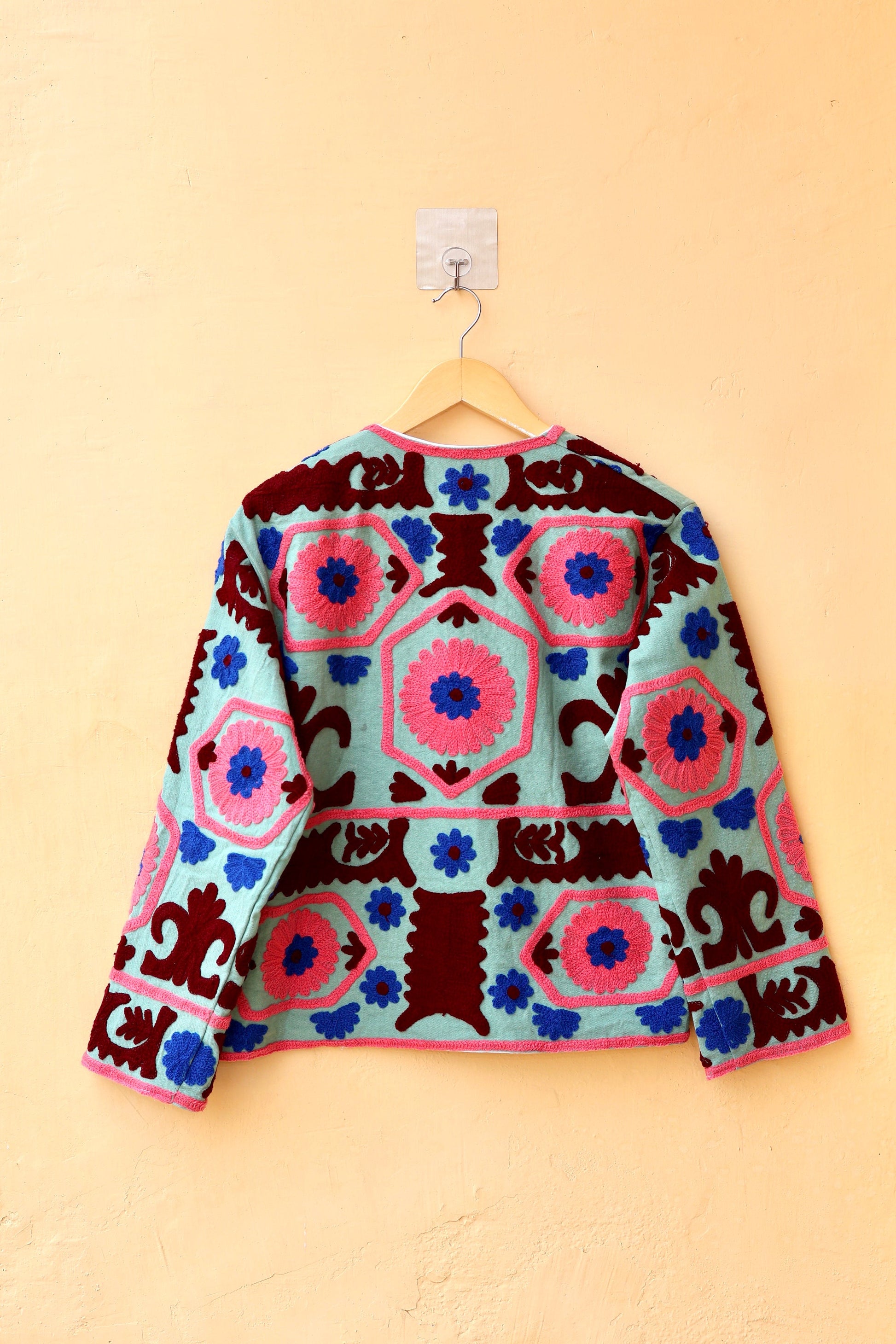 Indian Handmade Suzani Embroidery Jacket, Unique Style Artisan Made Jacket, Floral Women's Coat, New Style Jacket, Boho Suzani, Gift for Her