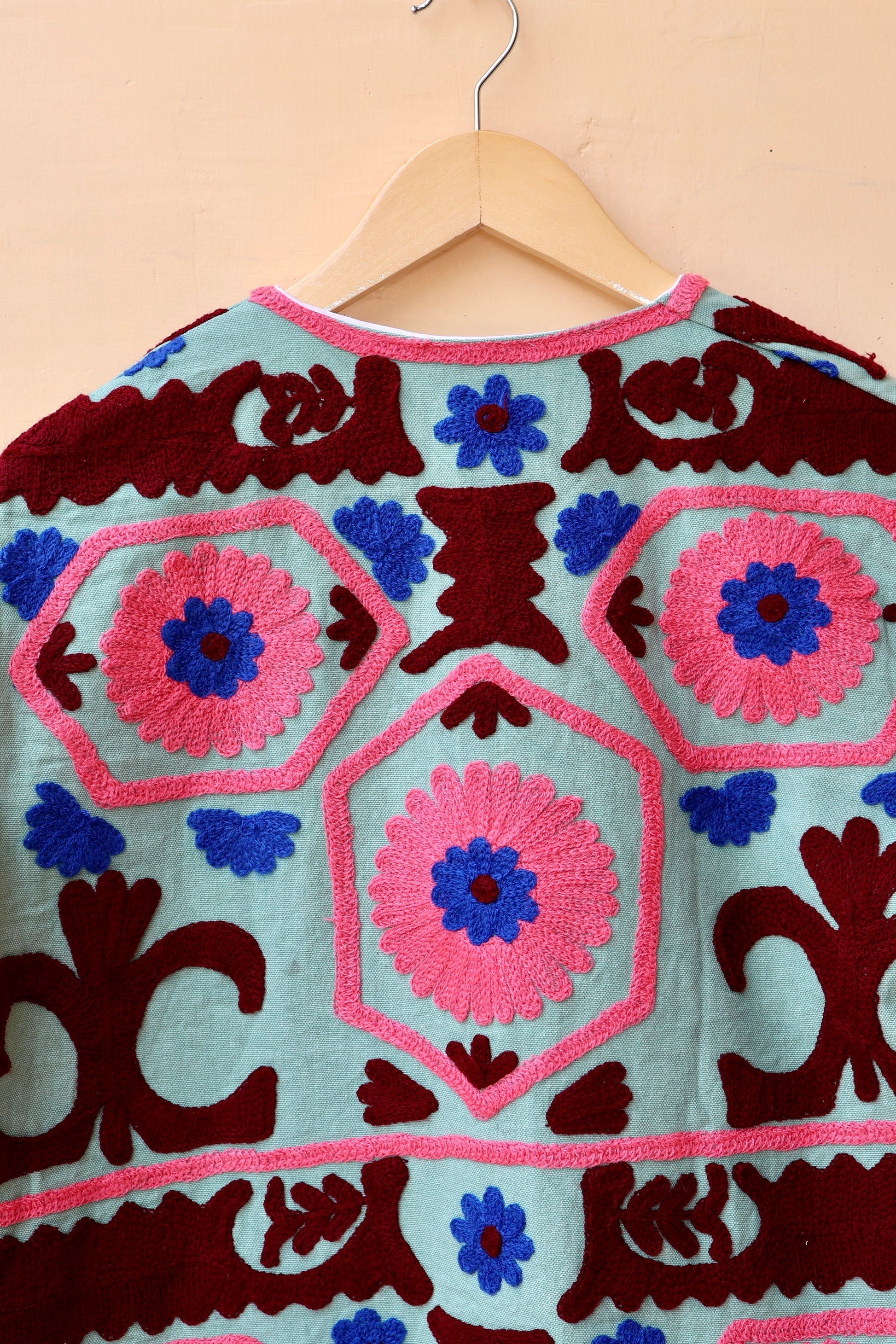 Indian Handmade Suzani Embroidery Jacket, Unique Style Artisan Made Jacket, Floral Women's Coat, New Style Jacket, Boho Suzani, Gift for Her