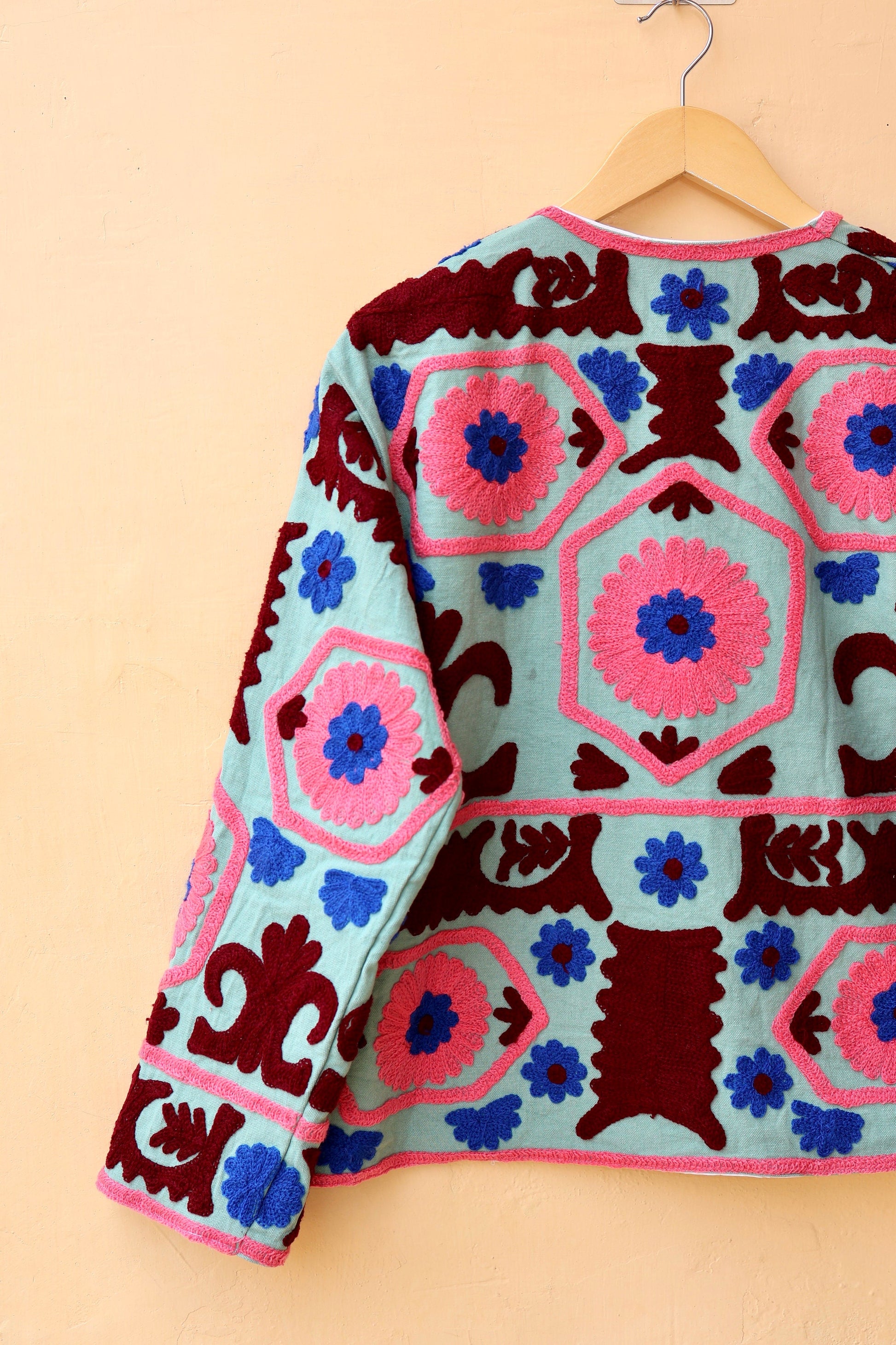 Indian Handmade Suzani Embroidery Jacket, Unique Style Artisan Made Jacket, Floral Women's Coat, New Style Jacket, Boho Suzani, Gift for Her