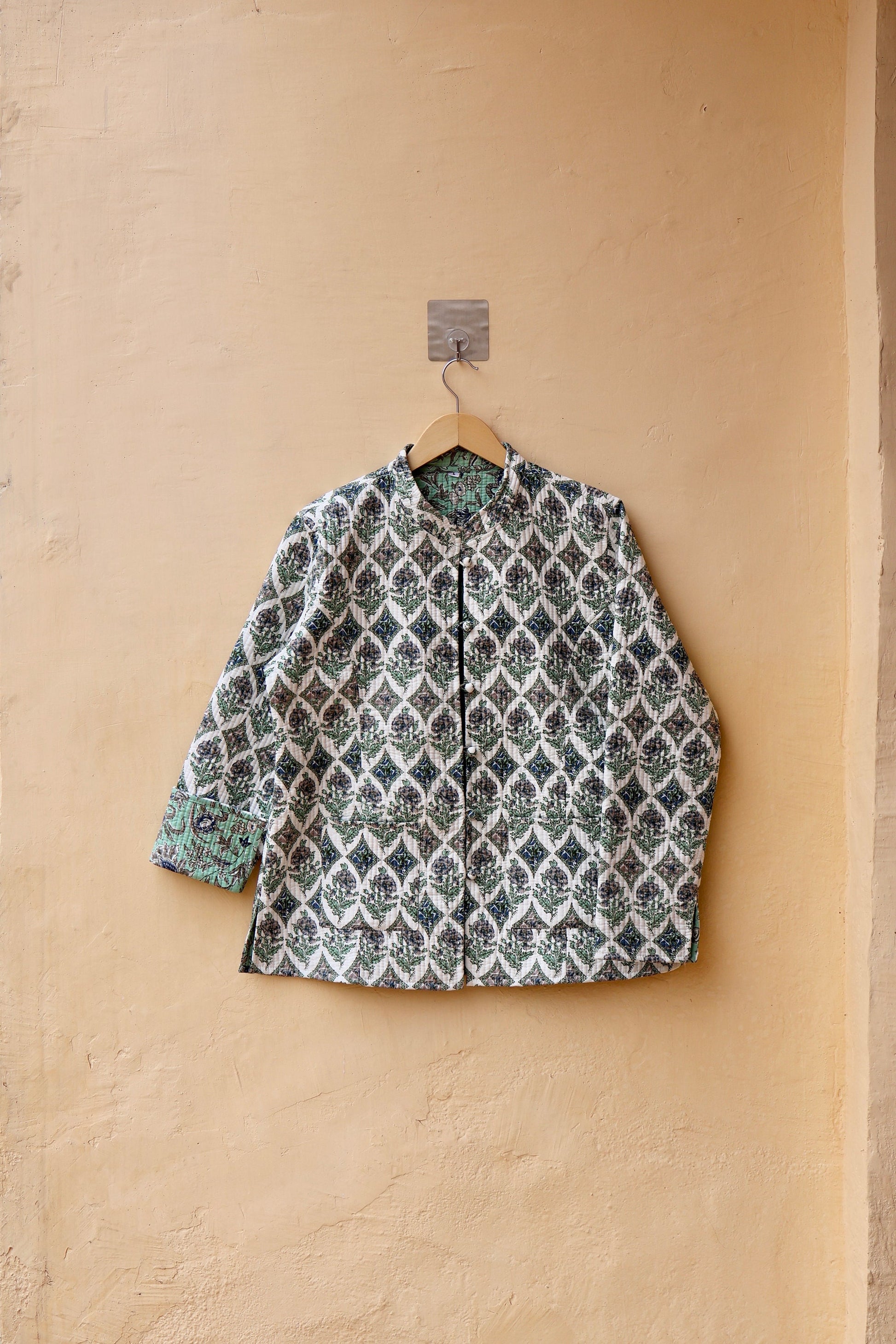 Cotton Handmade Kantha Jacket, Womens Clothing Quilted Reversible Coat, Kimono Indian Hand Printed Vintage Boho Vest Valentines Gift for Her
