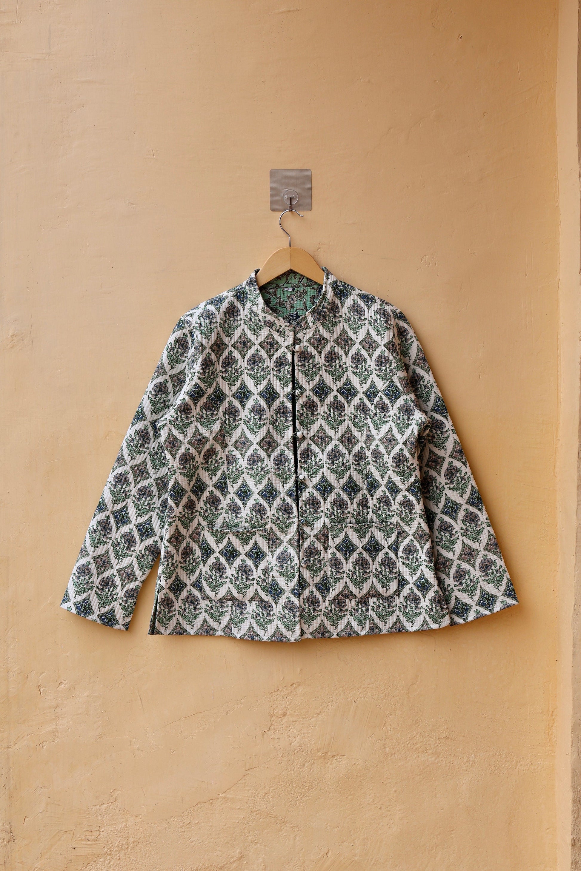 Cotton Handmade Kantha Jacket, Womens Clothing Quilted Reversible Coat, Kimono Indian Hand Printed Vintage Boho Vest Valentines Gift for Her