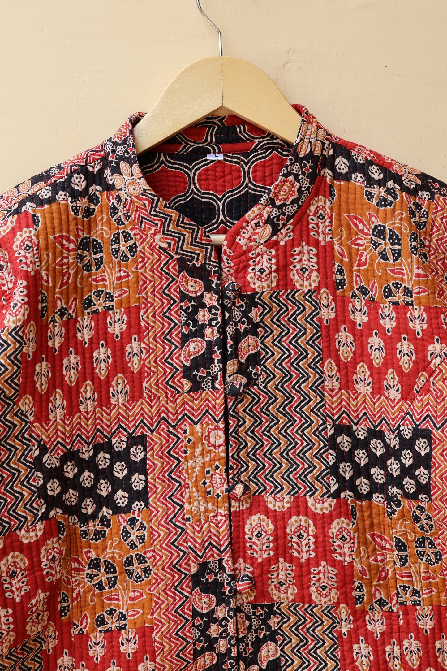 Cotton Handmade Kantha Jacket, Womens Clothing Quilted Reversible Coat, Kimono Indian Hand Printed Vintage Boho Vest Valentines Gift for Her