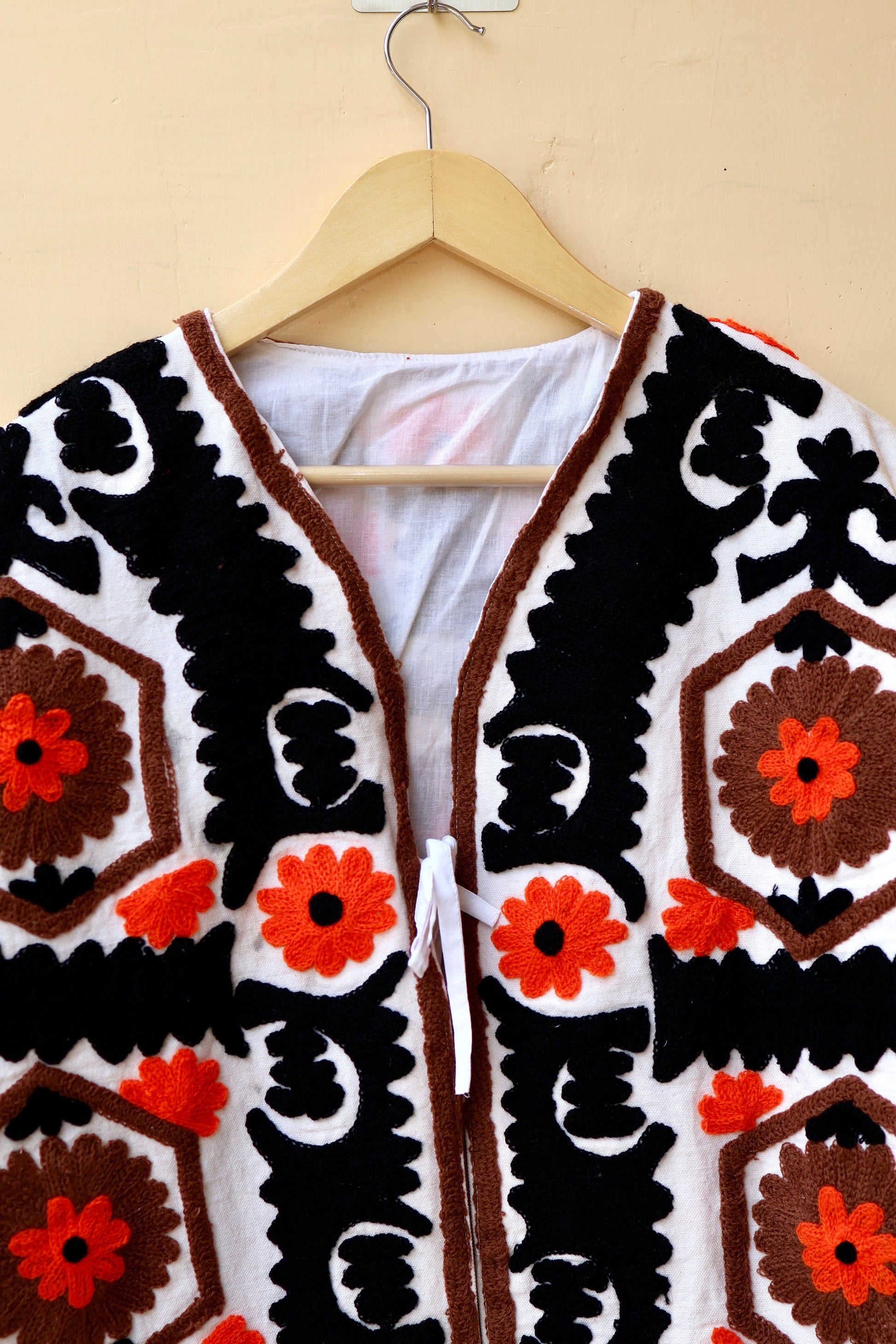 Indian Handmade Suzani Embroidery Jacket, Unique Style Artisan Made Jacket, Floral Women's Coat, New Style Jacket, Boho Suzani, Gift for Her