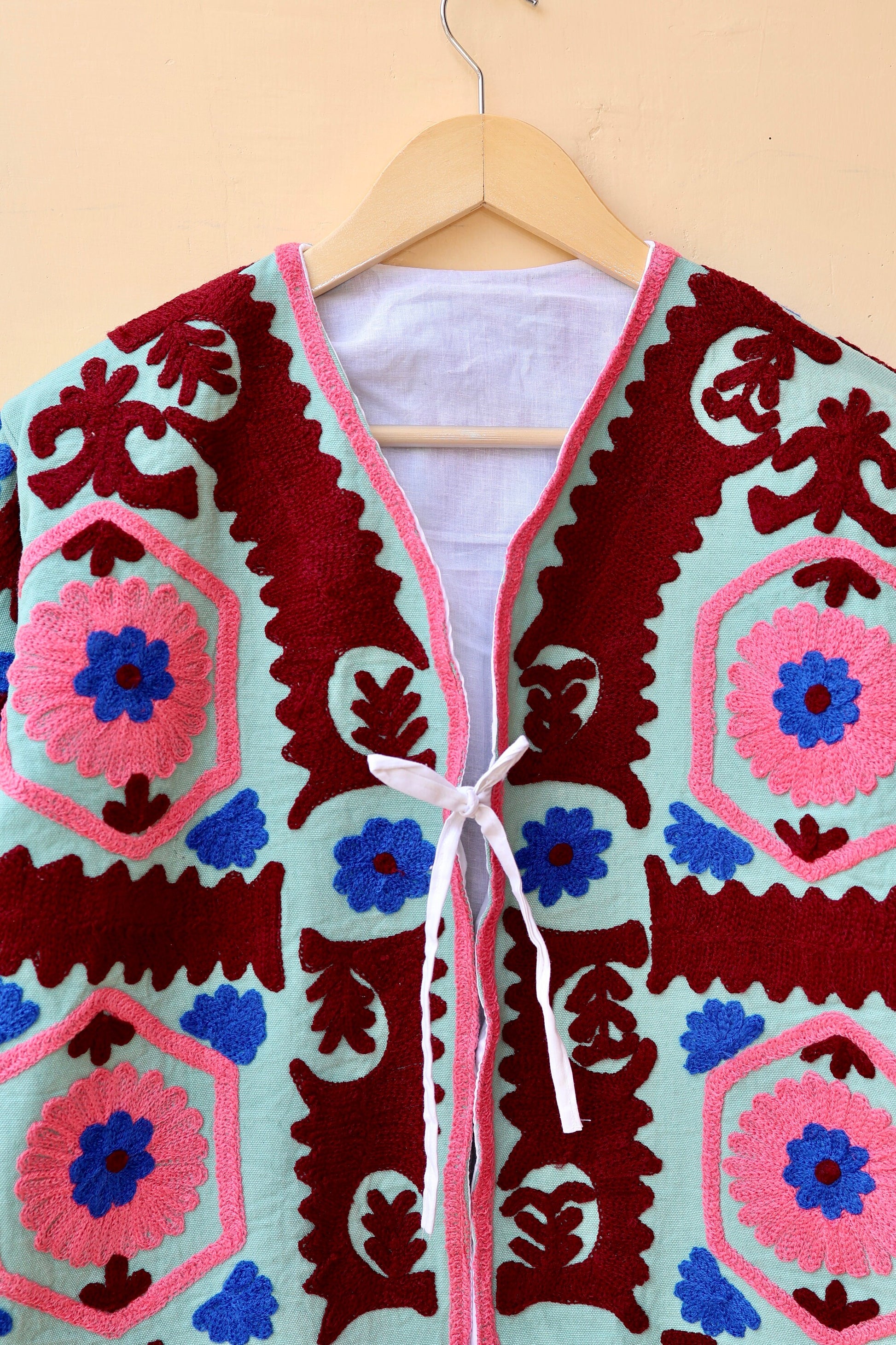 Indian Handmade Suzani Embroidery Jacket, Unique Style Artisan Made Jacket, Floral Women's Coat, New Style Jacket, Boho Suzani, Gift for Her