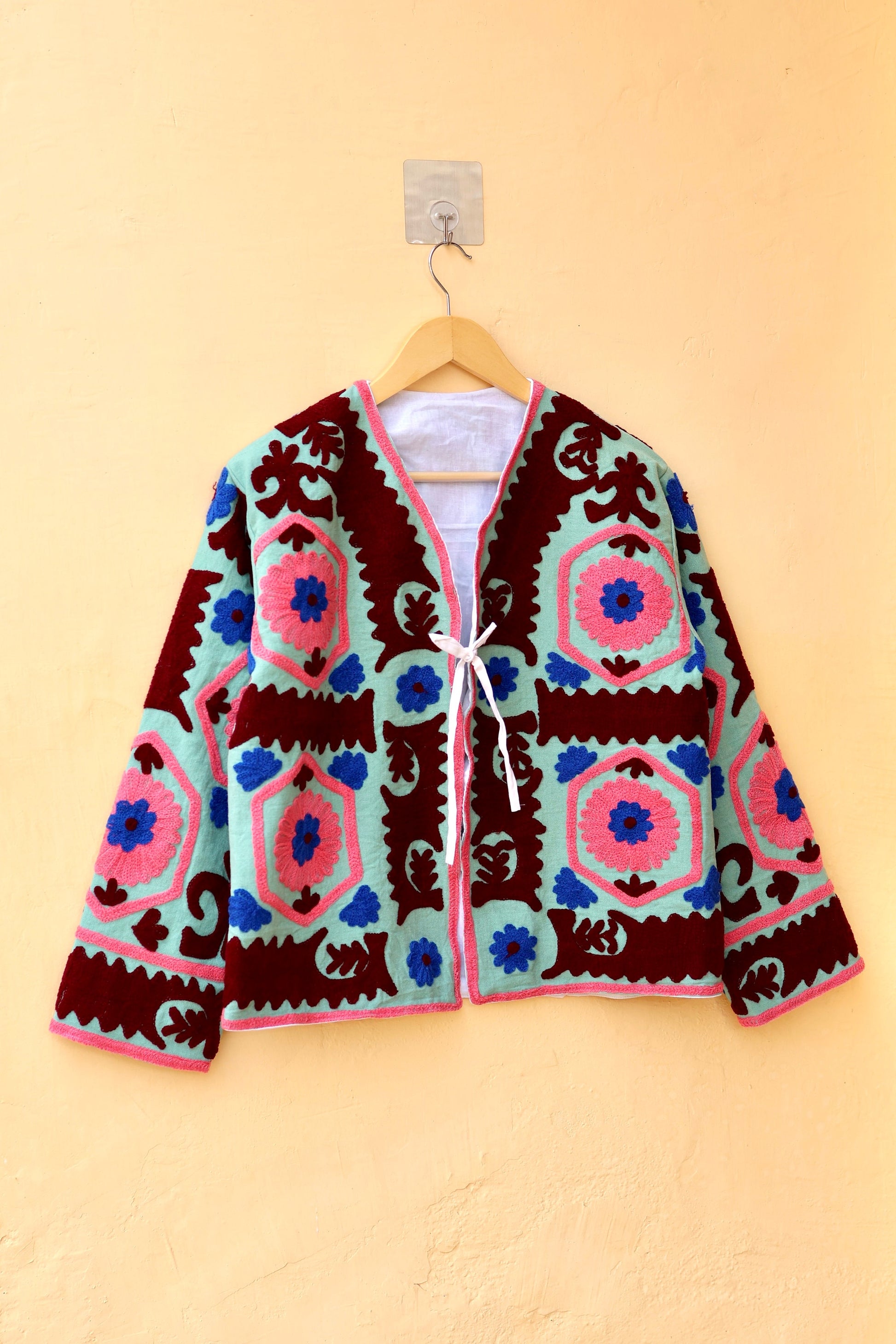 Indian Handmade Suzani Embroidery Jacket, Unique Style Artisan Made Jacket, Floral Women's Coat, New Style Jacket, Boho Suzani, Gift for Her