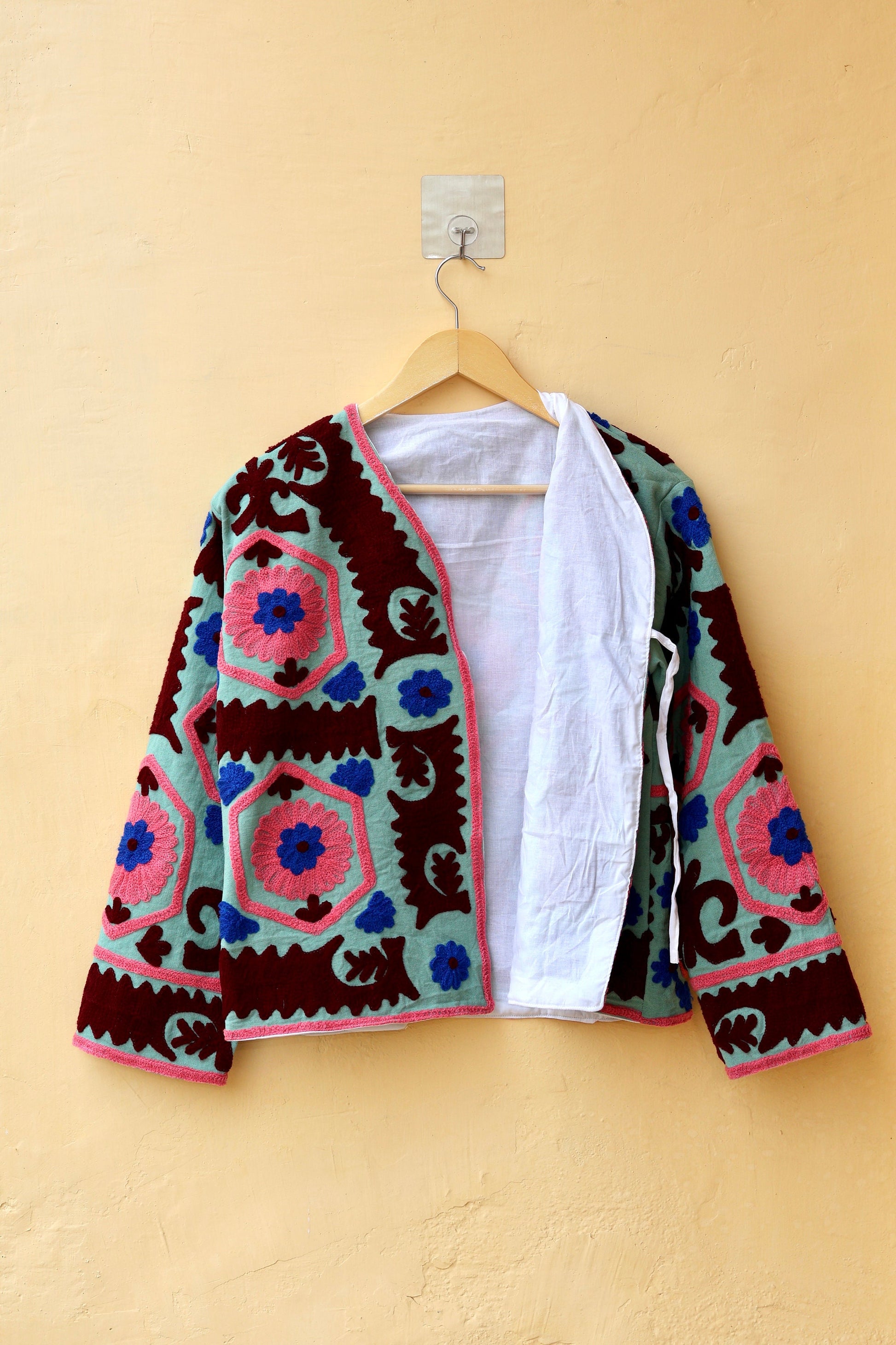 Indian Handmade Suzani Embroidery Jacket, Unique Style Artisan Made Jacket, Floral Women's Coat, New Style Jacket, Boho Suzani, Gift for Her