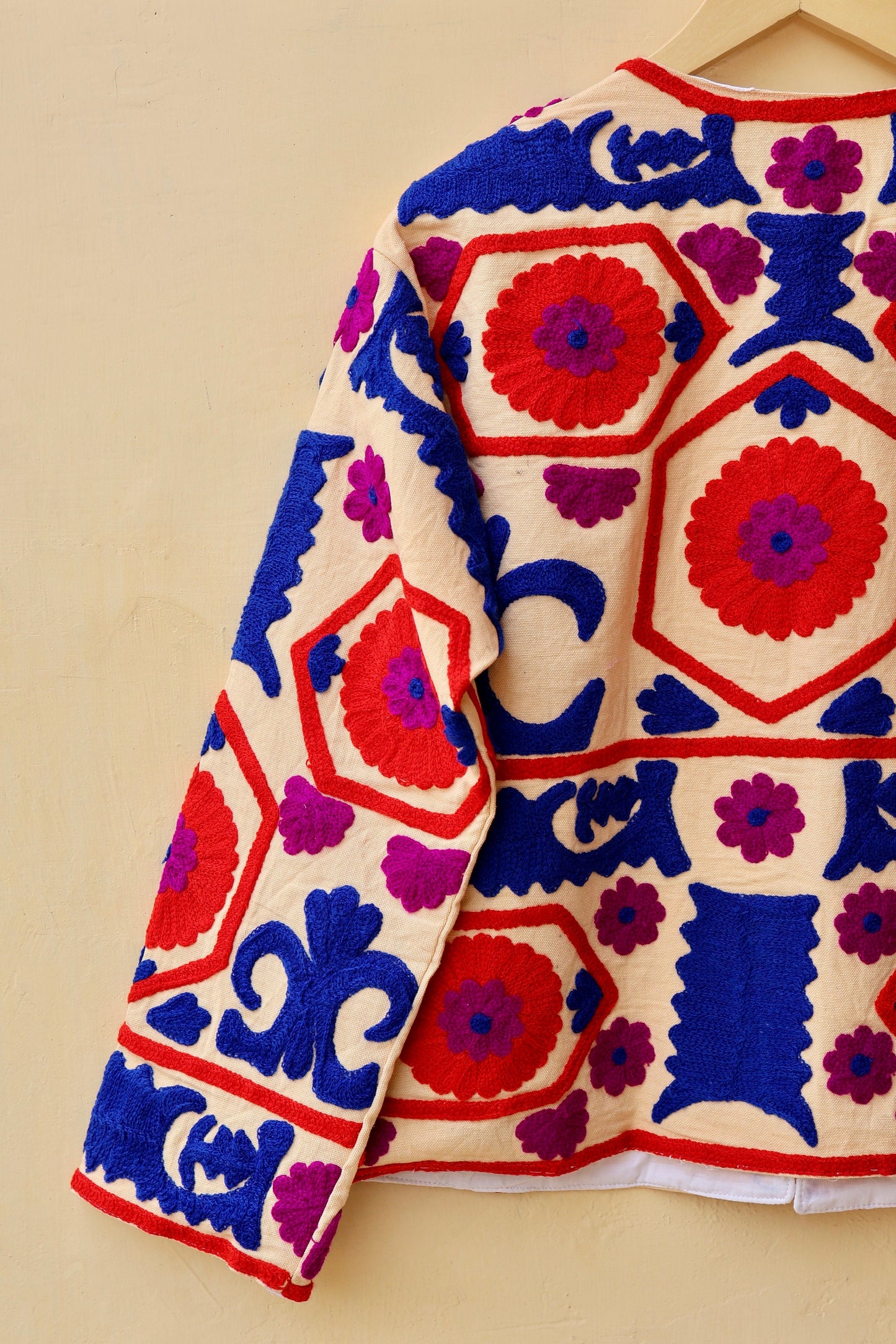 Indian Handmade Suzani Embroidery Jacket, Unique Style Artisan Made Jacket, Floral Women's Coat, New Style Jacket, Boho Suzani, Gift for Her
