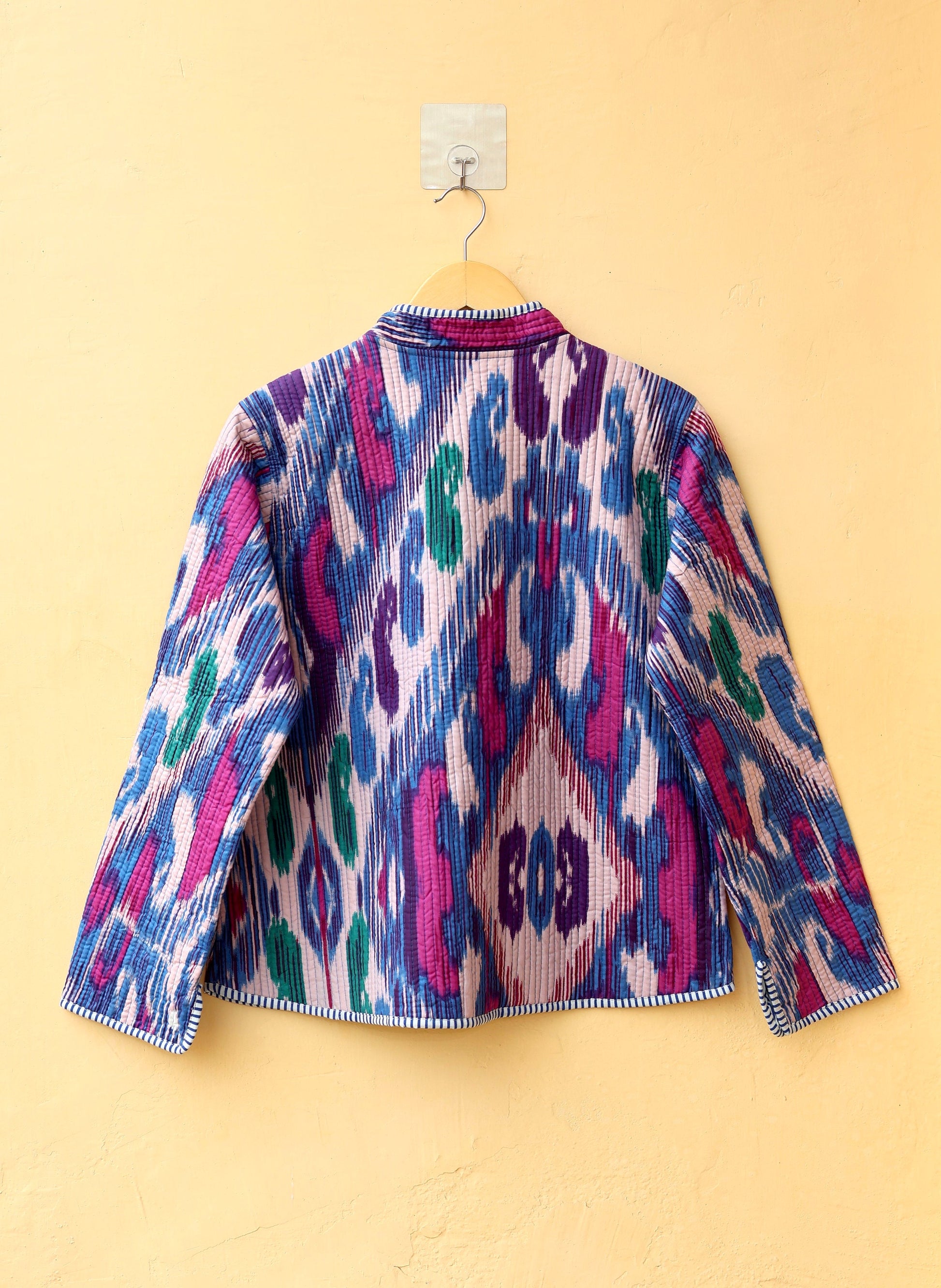 Cotton Quilted Jacket V-Neck New Style Kantha Jacket Hand Block Print Floral Indian Womens Clothing Coat, Boho Jacket Valentine Gift for Her