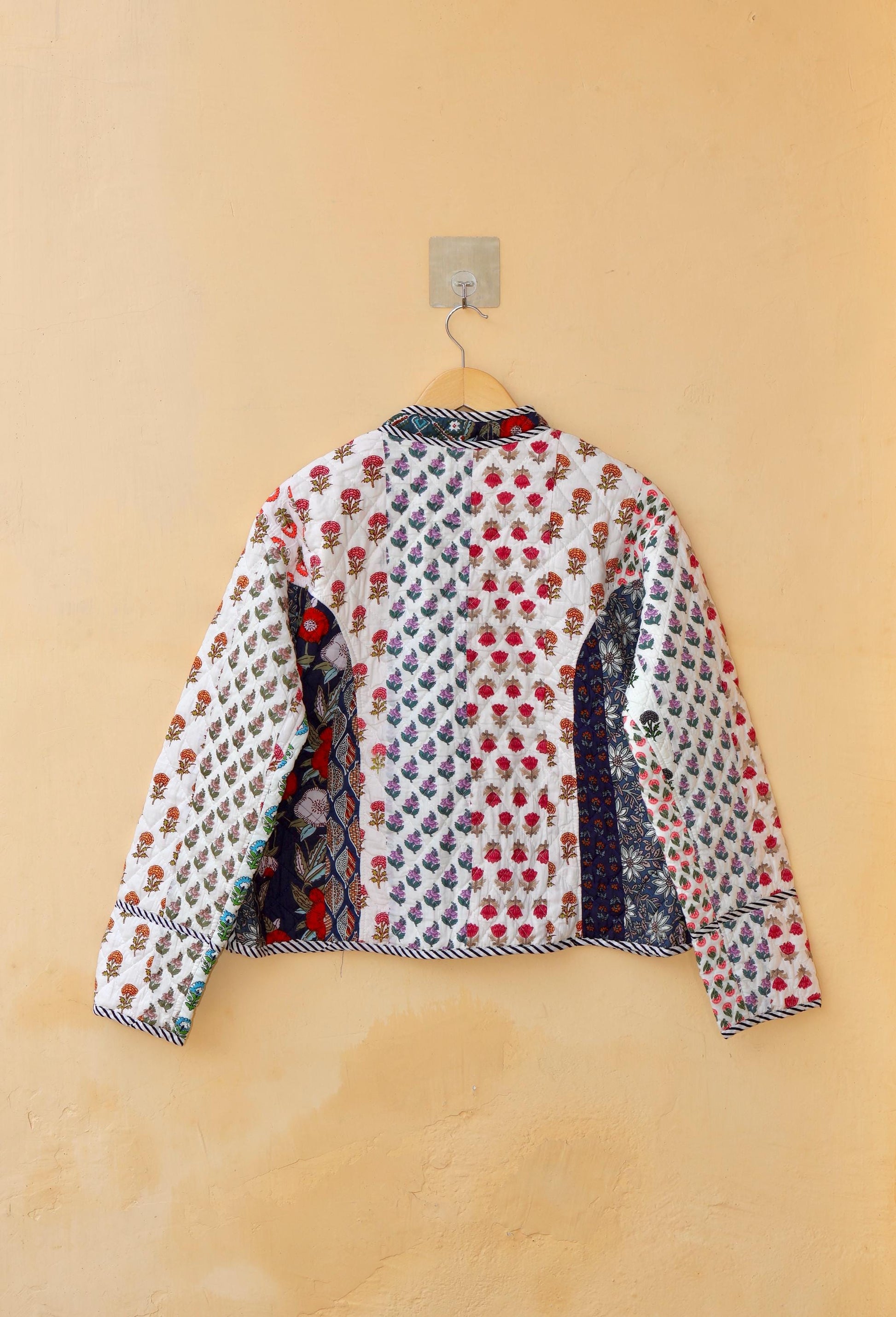 Indian Handmade Cotton Kantha Patchwork Quilted Jacket/Coat Block print Women's Reversible Clothing Kimono Vintage Valentine Gift for Her
