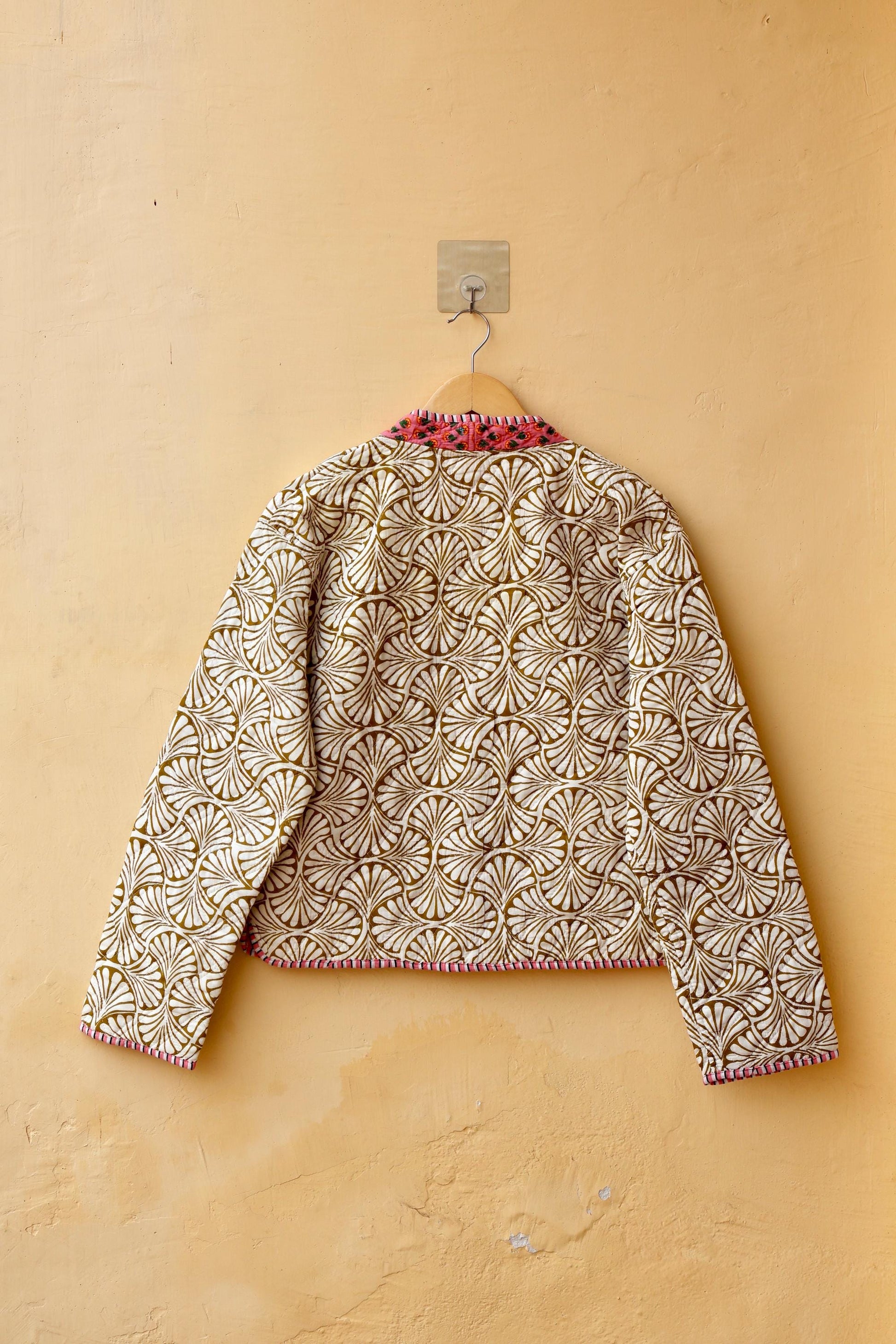 Vintage Indian Hand-Block Printed Cotton Kantha Floral Quilted Jacket, Women's Reversible Clothing Spring Kimono Jacket Gift for Her