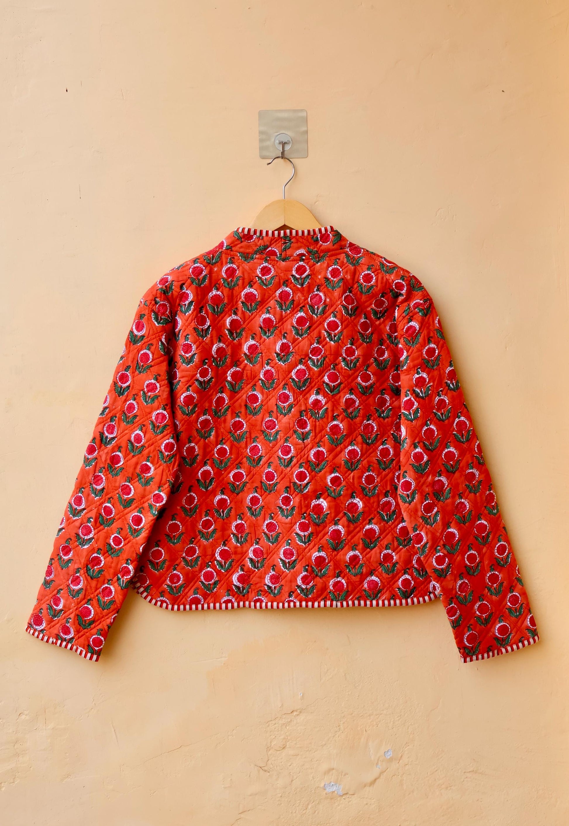 Vintage Indian Hand-Block Printed Cotton Kantha Patchwork Quilted Jacket, Women's Reversible Clothing Spring Kimono Jacket Gift for Her